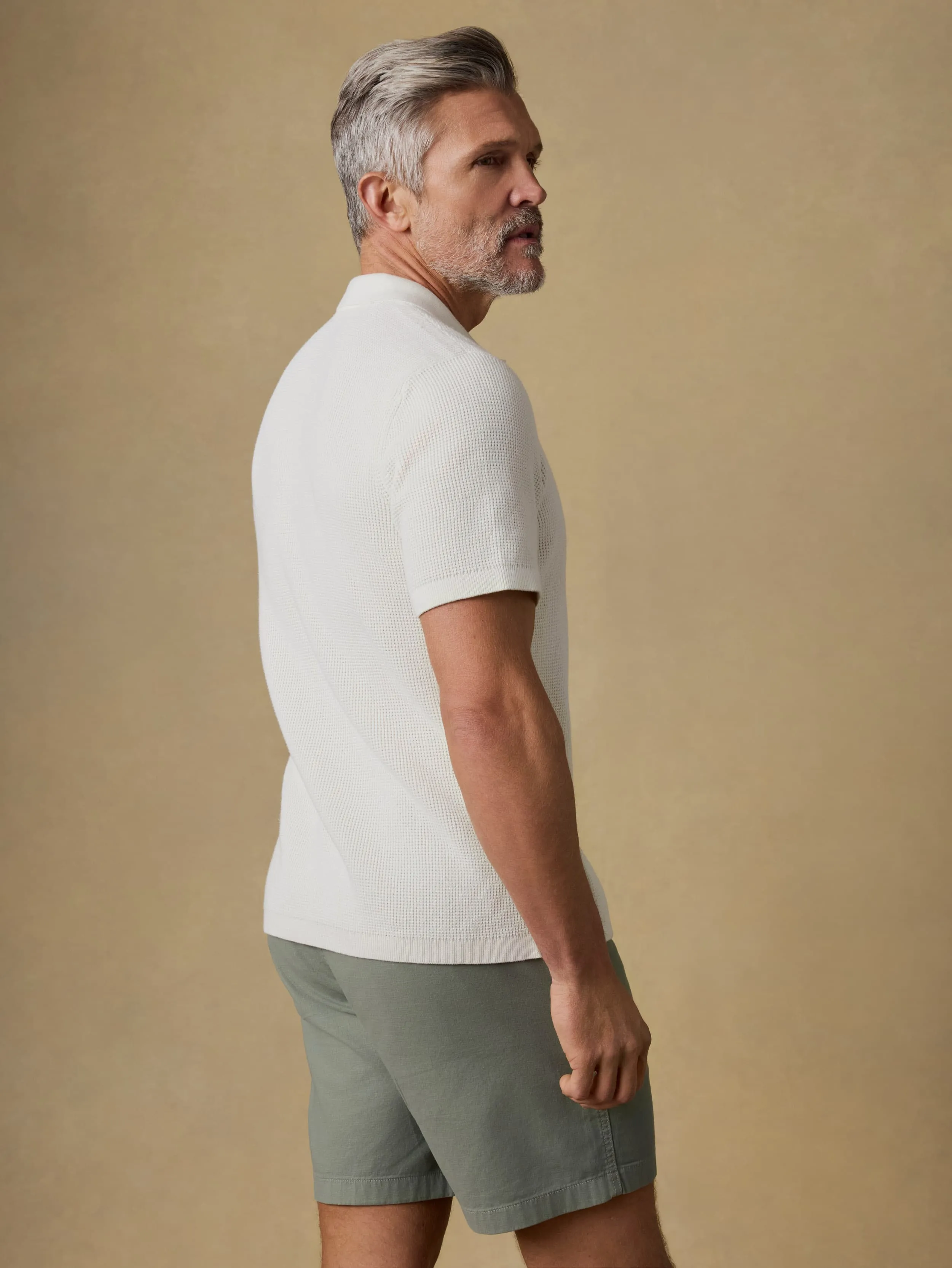 Short-Sleeve Sunwashed Sweater Shirt - White Shell sold by Faherty product image thumbnail 3