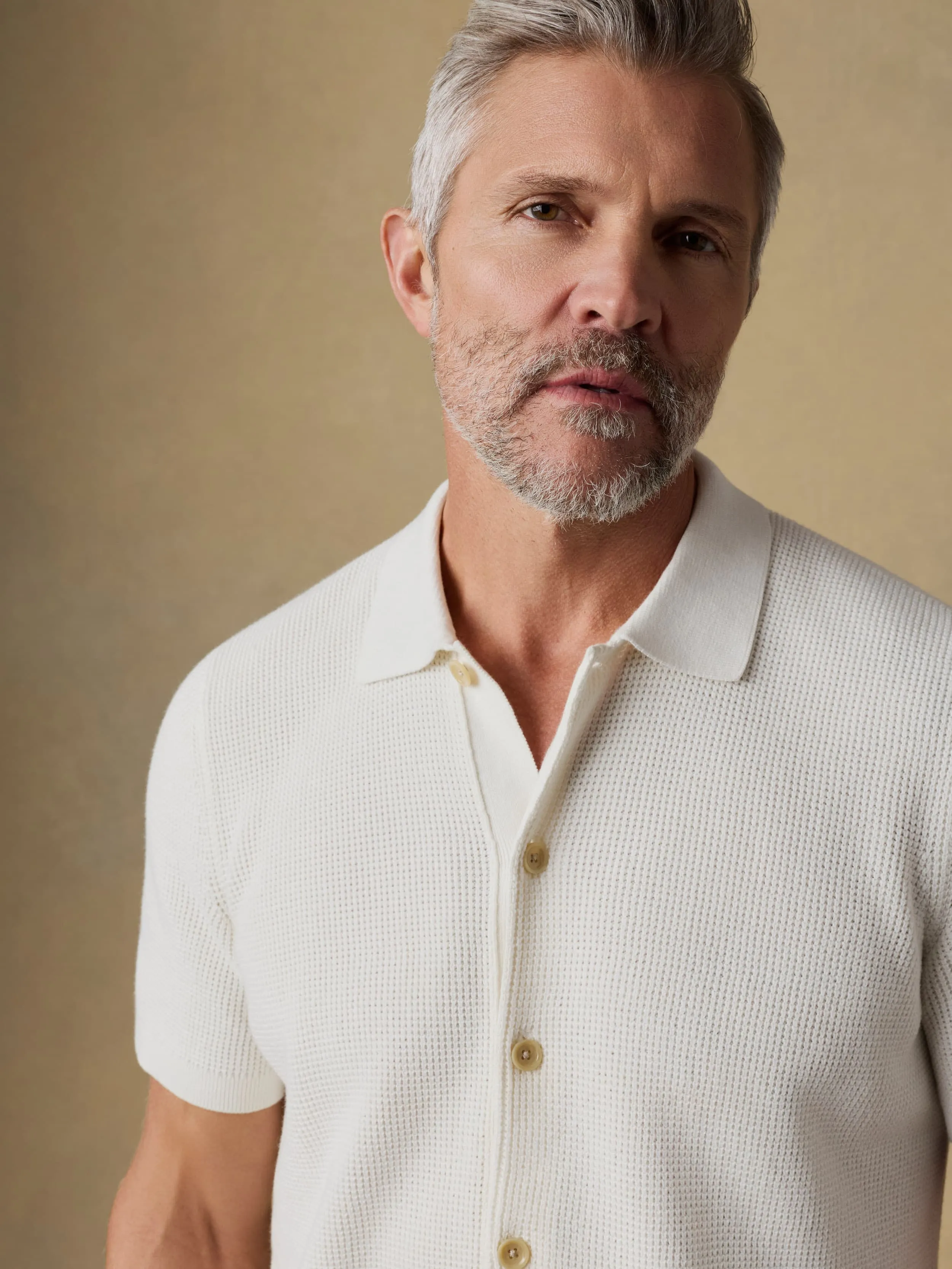 Short-Sleeve Sunwashed Sweater Shirt - White Shell sold by Faherty product image thumbnail 2