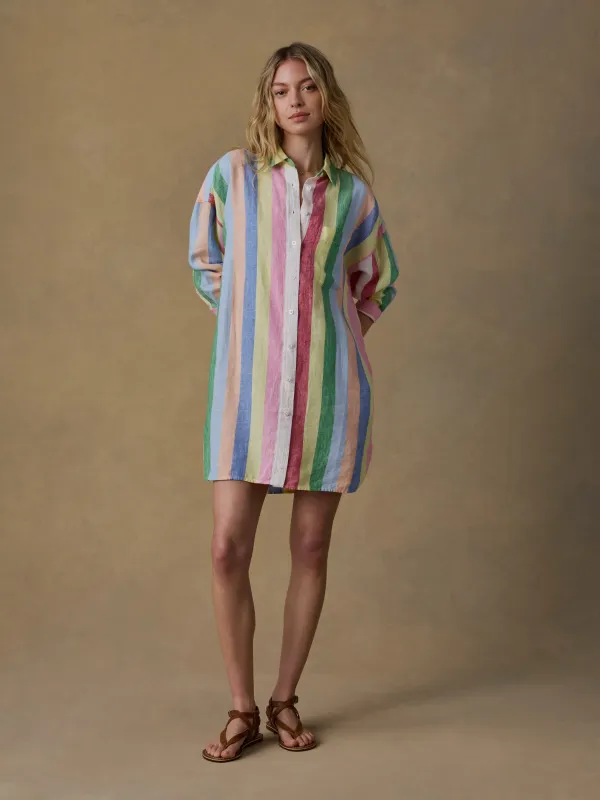 Laguna Linen Mini Shirtdress - Sunbeam Stripe made by Faherty
