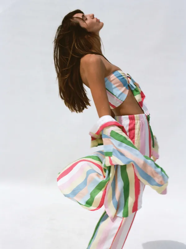 Laguna Linen Bandeau Top - Sunbeam Stripe made by Faherty