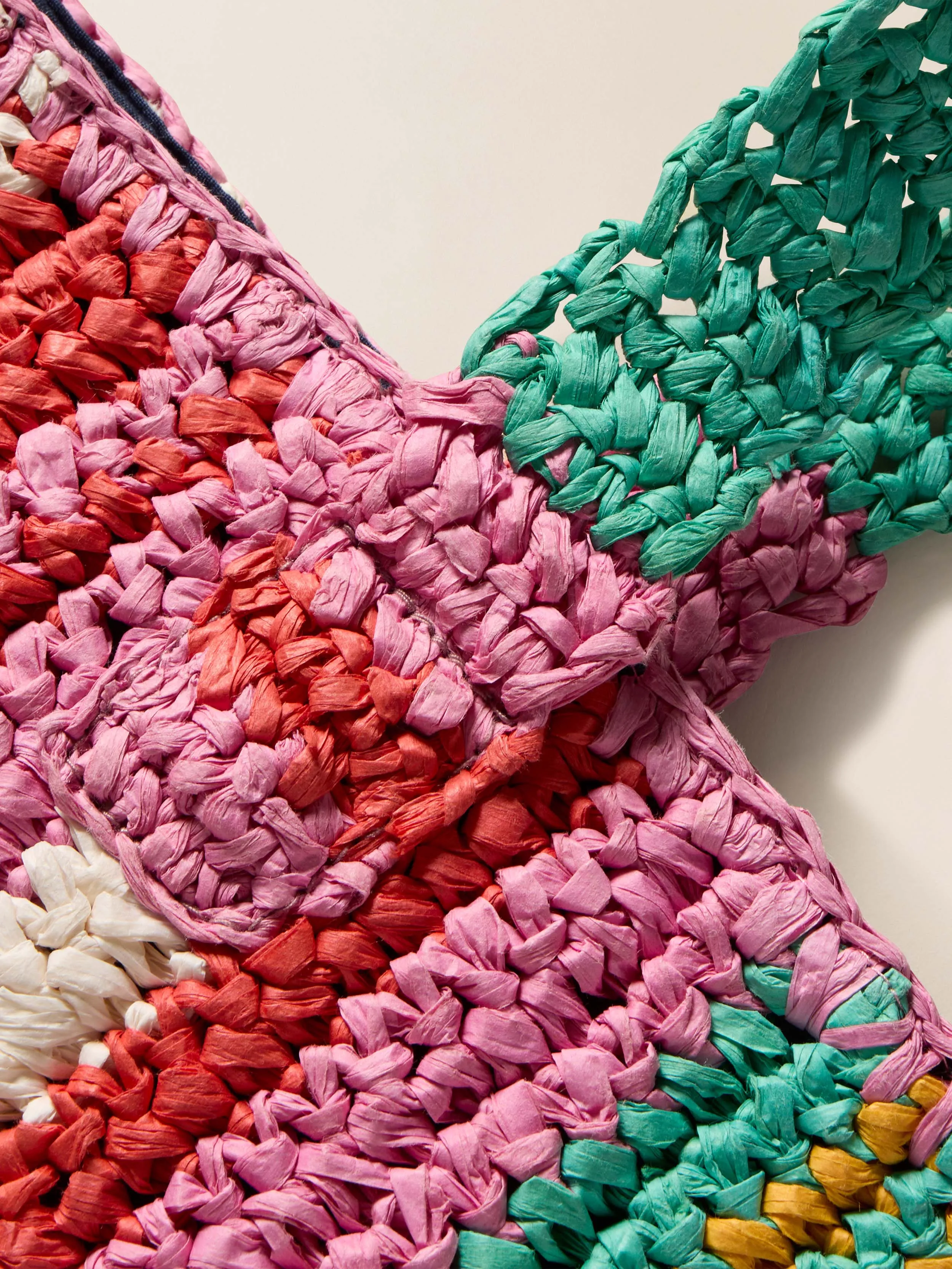 Straw Striped Beach Tote - Rainbow Stripe sold by Faherty product image thumbnail 4