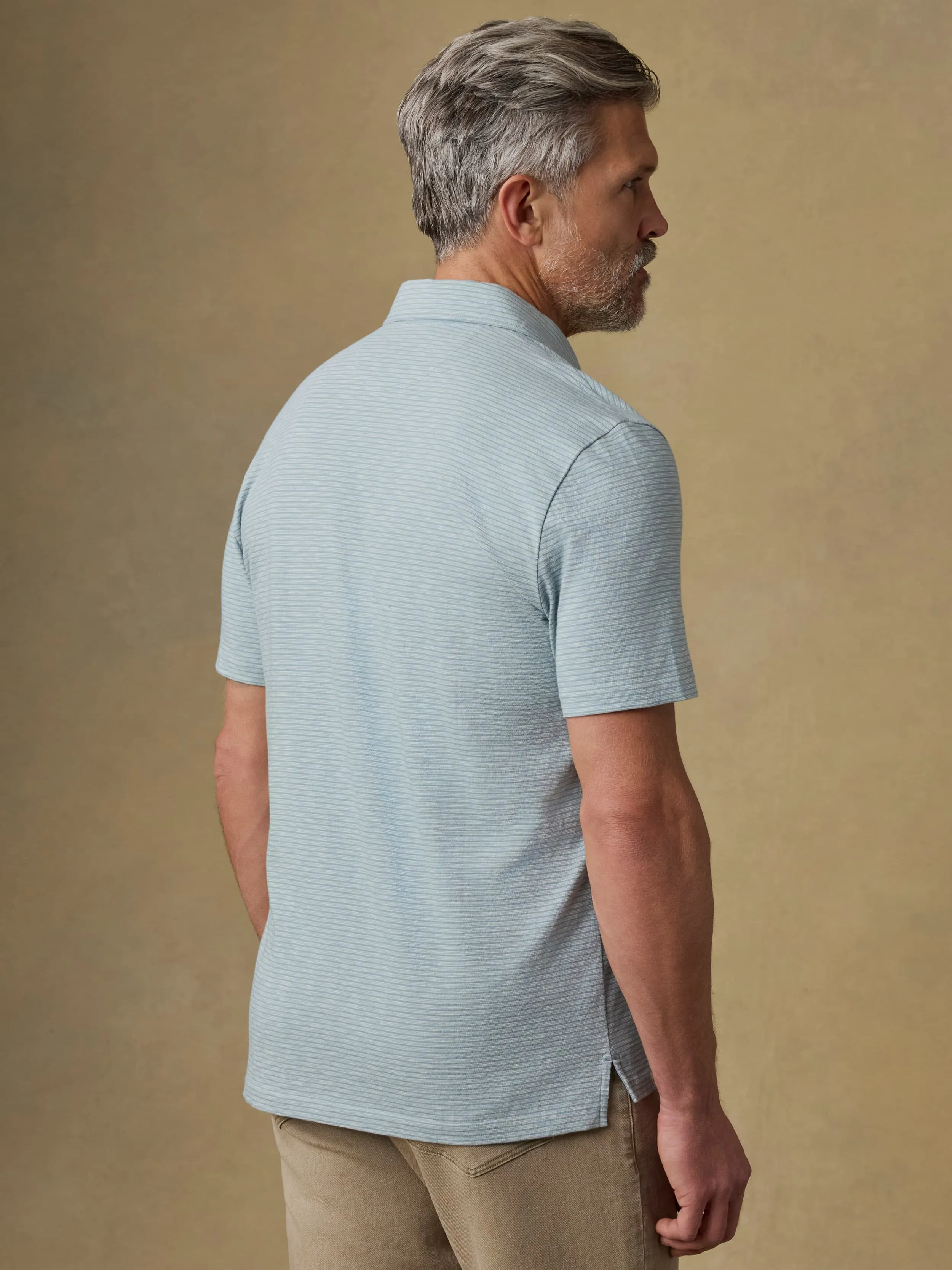 Sunwashed T-Shirt Polo - Dune Stripe Mist sold by Faherty product image thumbnail 3