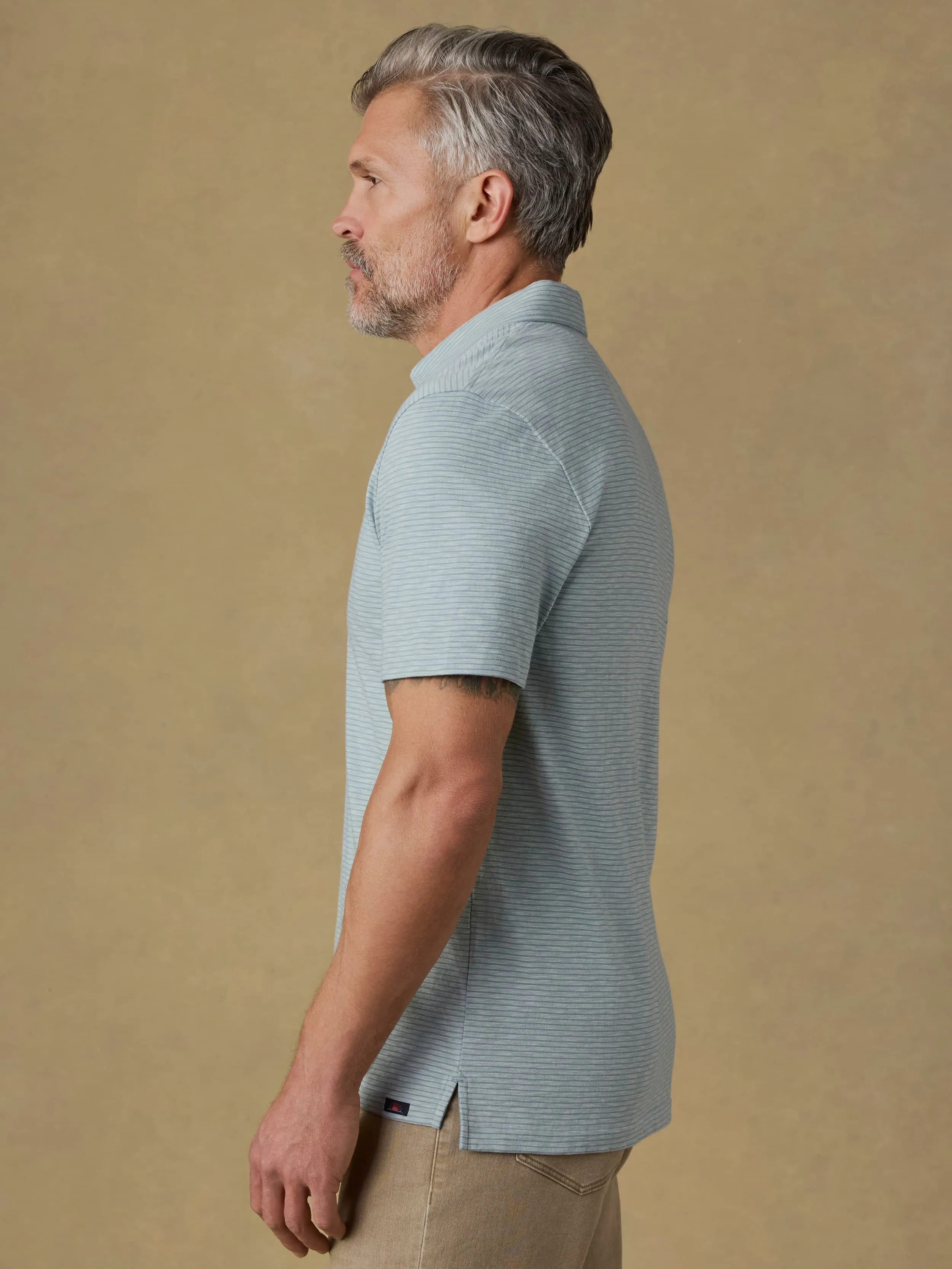 Sunwashed T-Shirt Polo - Dune Stripe Mist sold by Faherty product image thumbnail 4