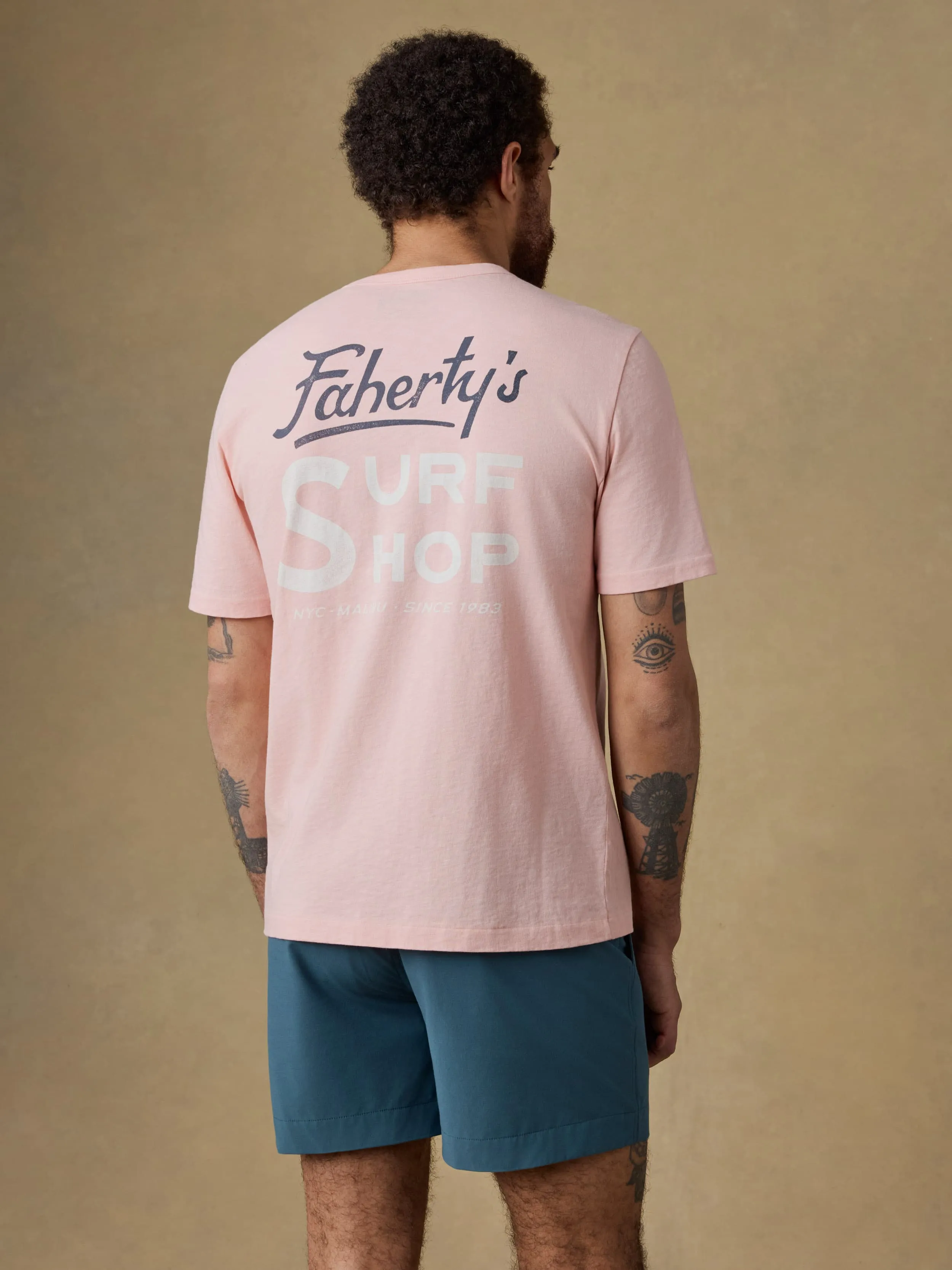 Surf Shop Sunwashed Pocket Tee - Pink Sand sold by Faherty product image thumbnail 3