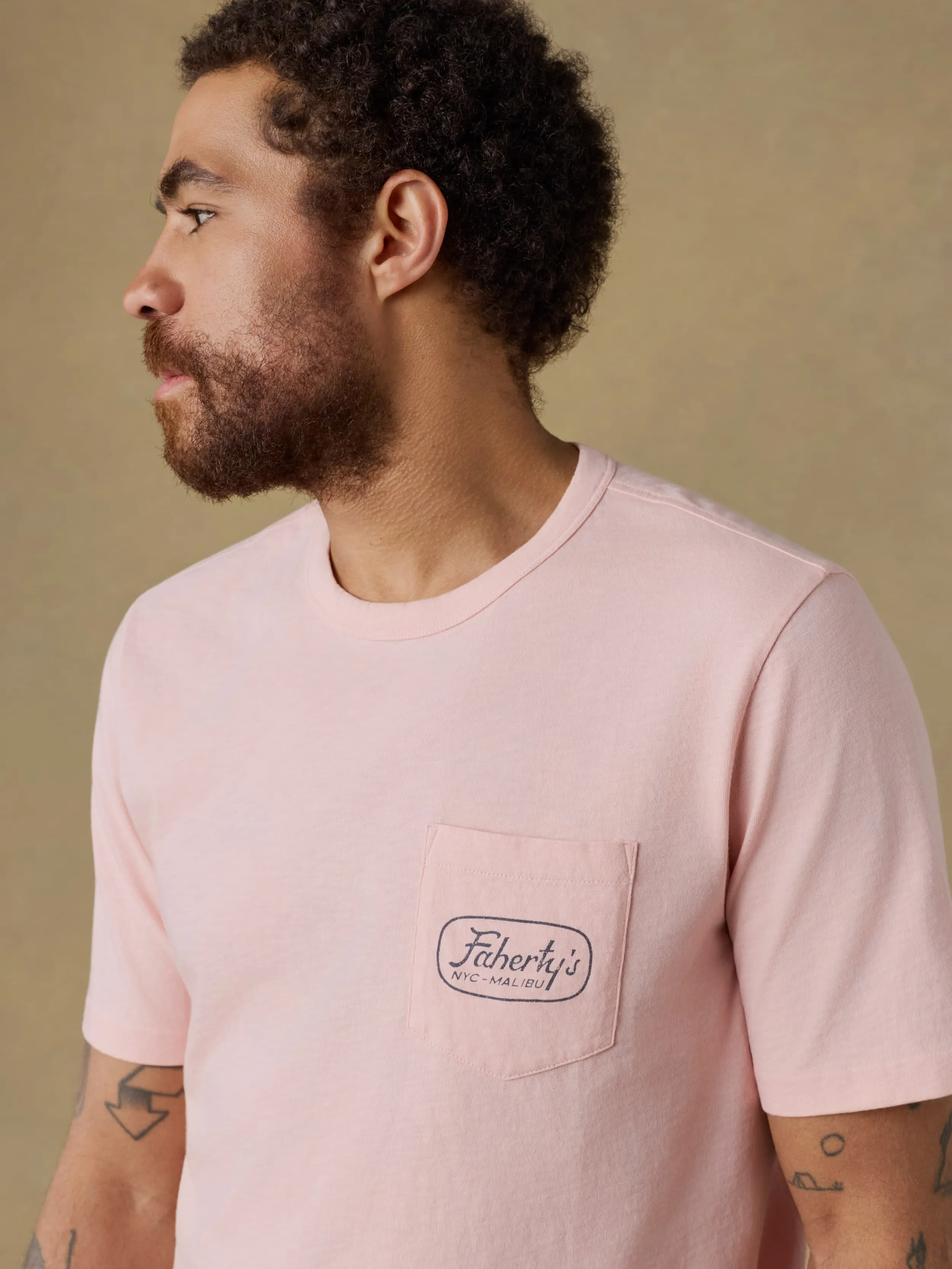 Surf Shop Sunwashed Pocket Tee - Pink Sand sold by Faherty product image thumbnail 2