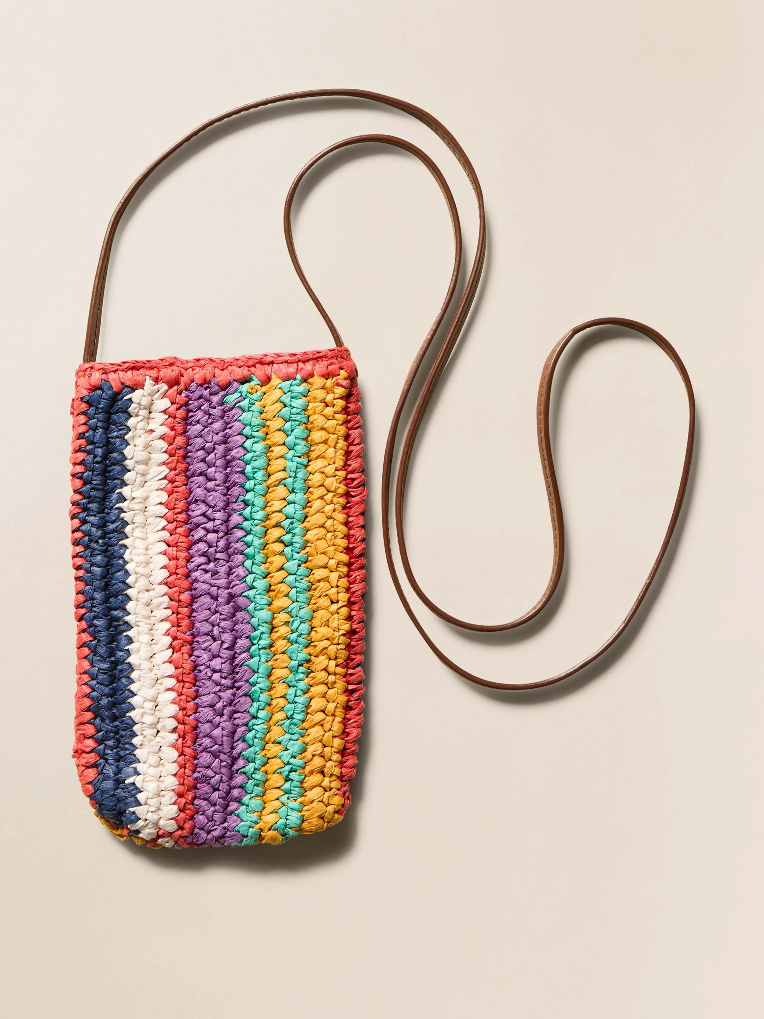 Straw Stripe Crossbody - Rainbow Stripe sold by Faherty