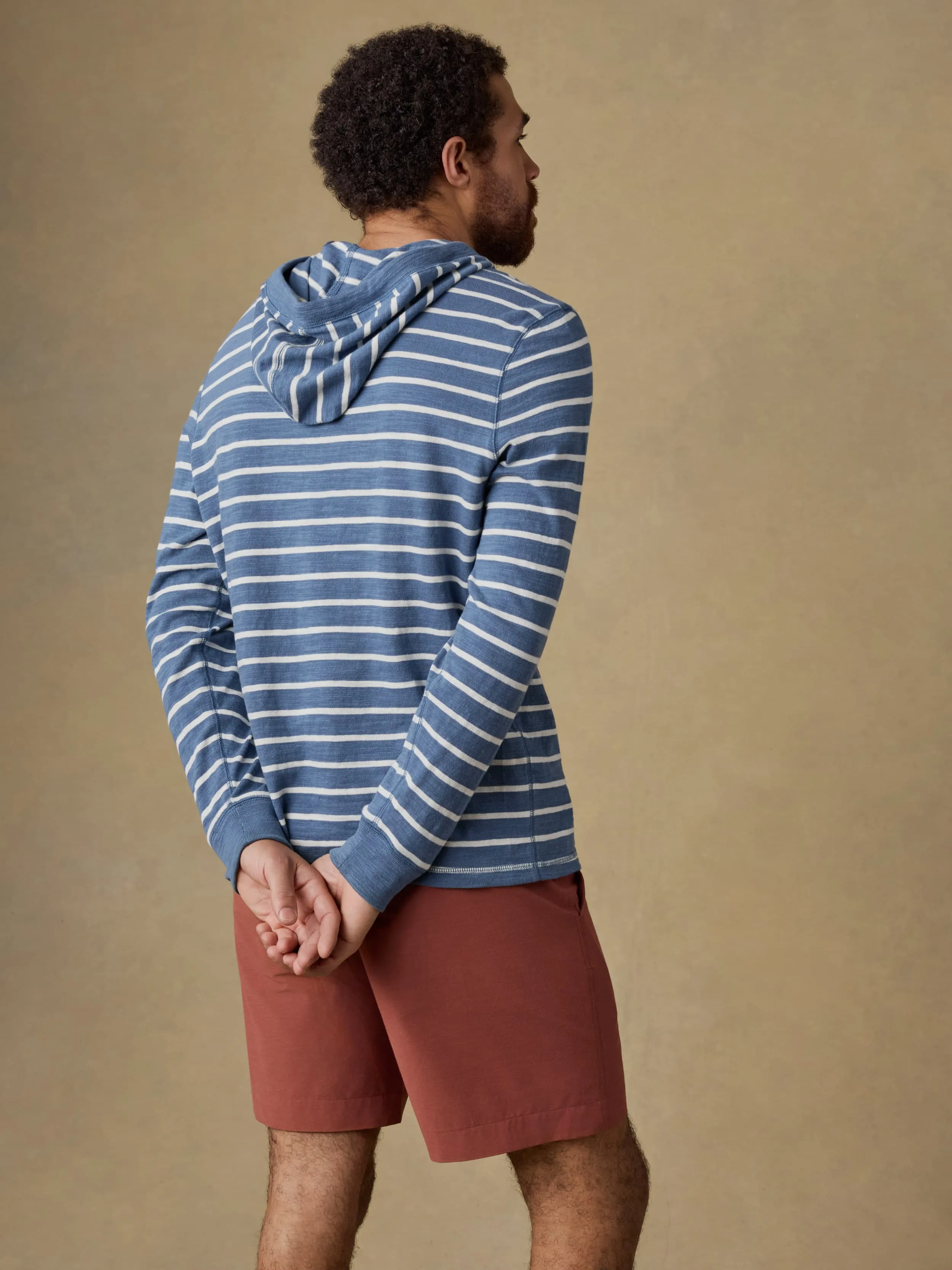 Sunwashed Organic Hoodie - Breaker Blue Breton Stripe sold by Faherty product image thumbnail 3