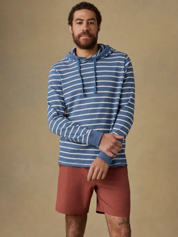 Sunwashed Organic Hoodie - Breaker Blue Breton Stripe made by Faherty