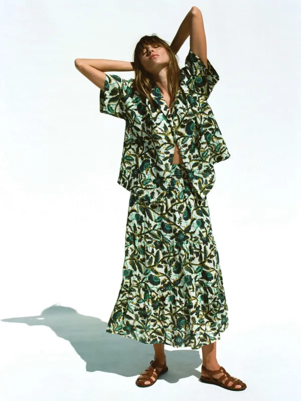 Montecito Linen Maxi Skirt - Tropics made by Faherty
