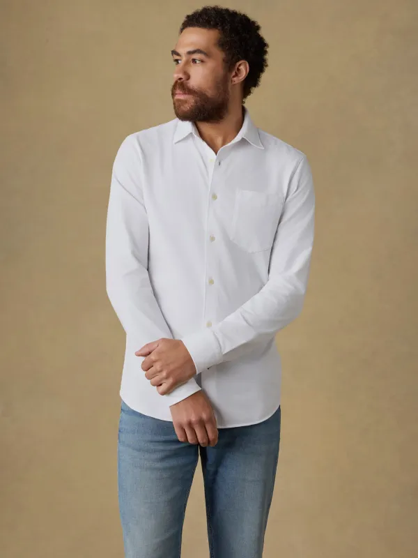 Costa Pique Shirt - Pure White made by Faherty