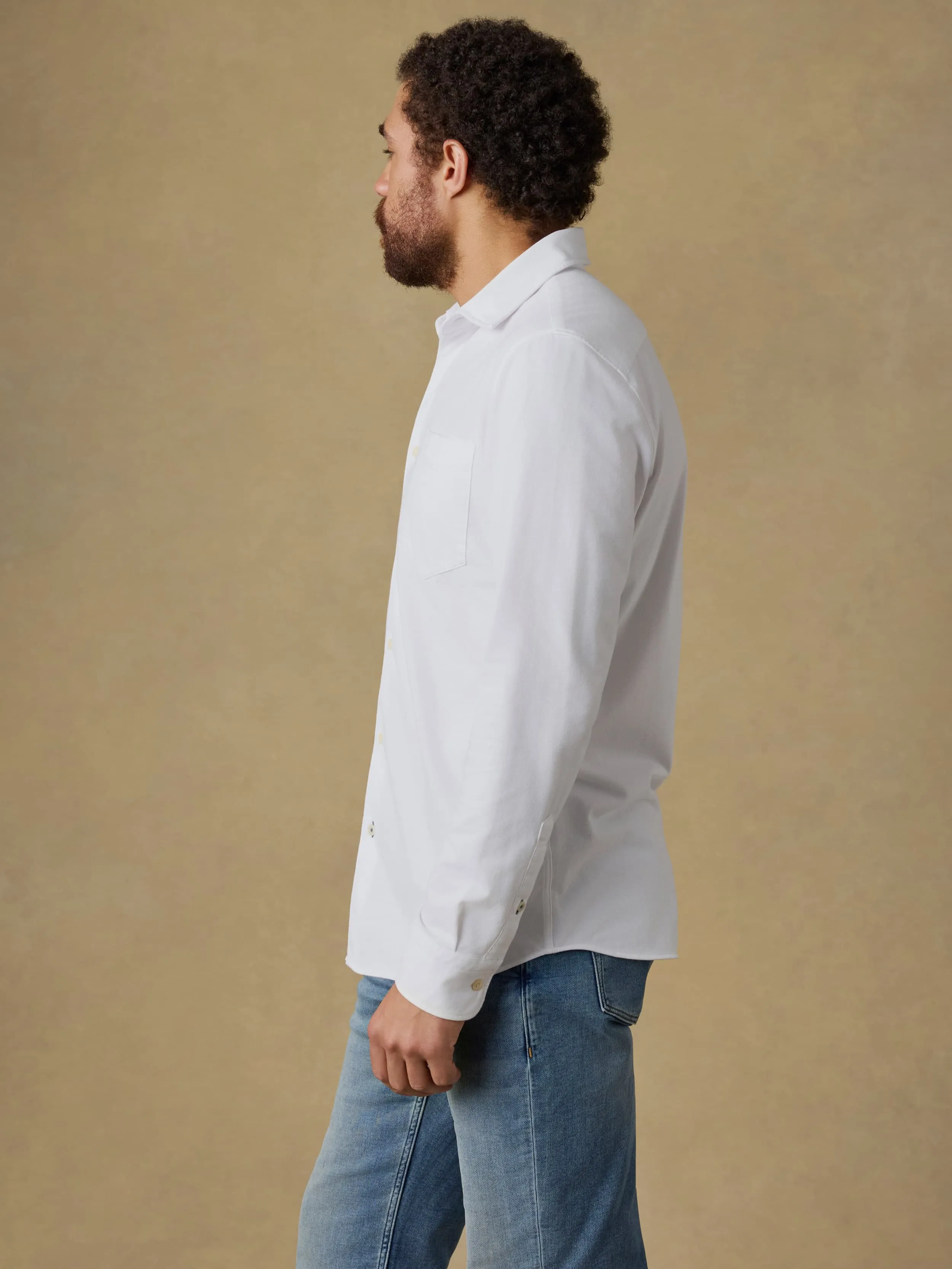 Costa Pique Shirt - Pure White sold by Faherty product image thumbnail 4