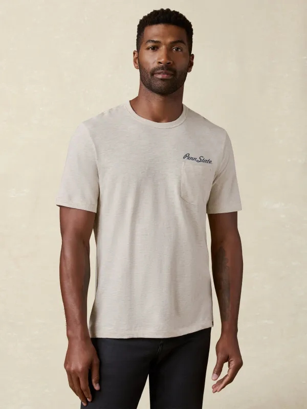 Penn State Sunwashed Pocket Tee - Island Dune Heather made by Faherty