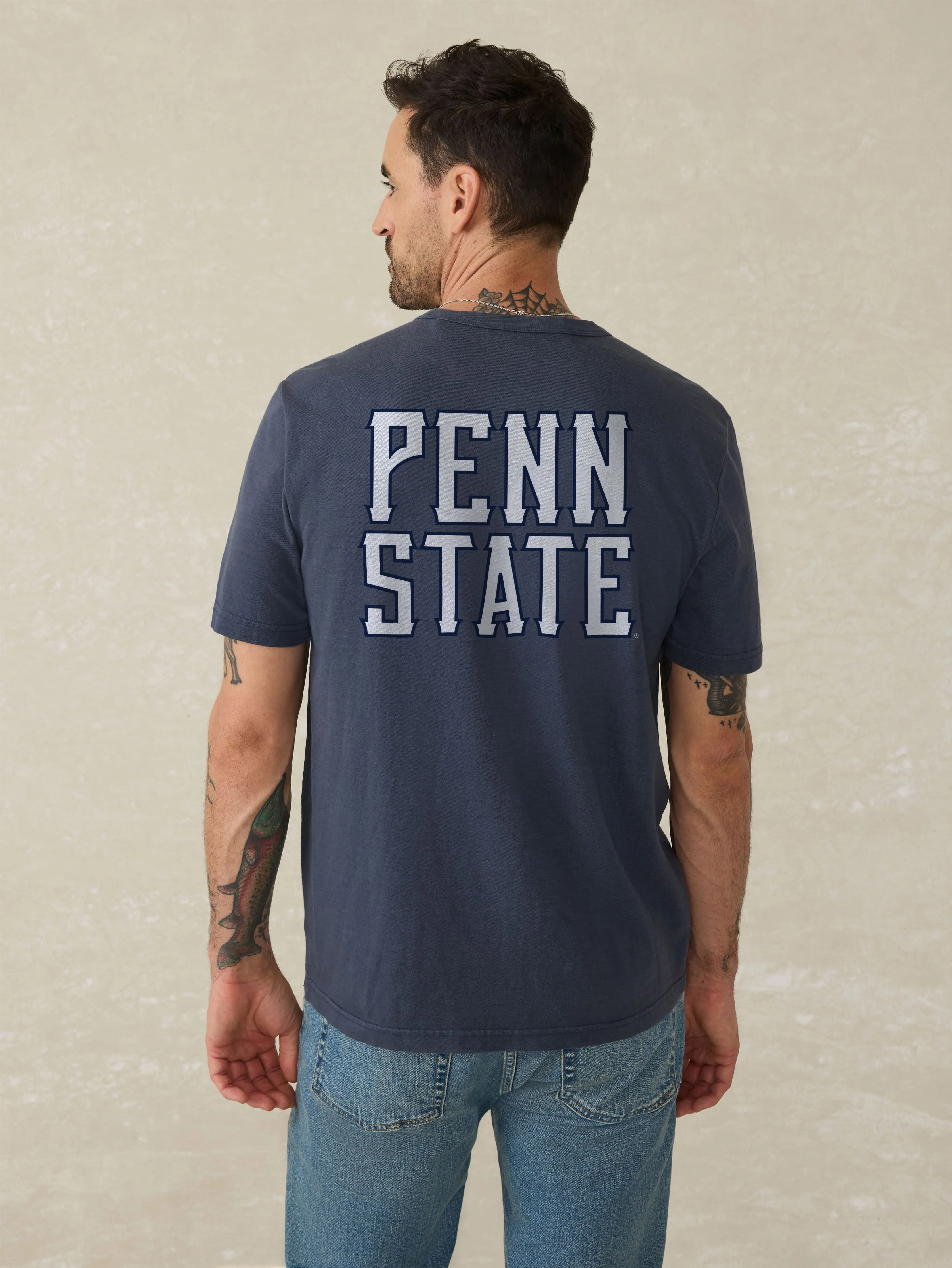 Penn State Sunwashed Pocket Tee - Dune Navy sold by Faherty product image thumbnail 2
