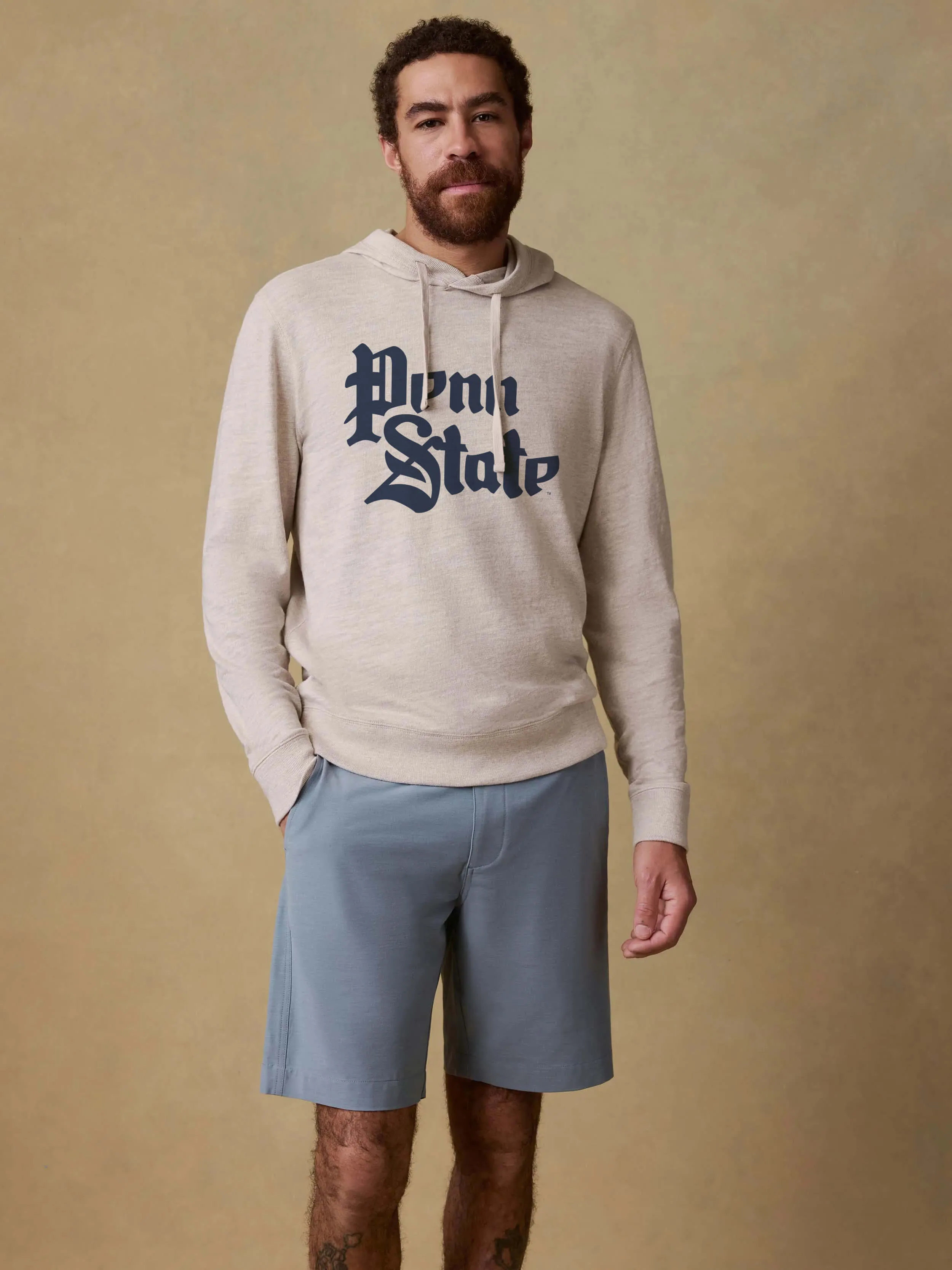 Penn State Sunwashed Slub Hoodie - Oat Plains Heather sold by Faherty