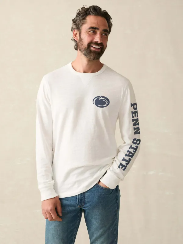 Penn State Long-Sleeve Sunwashed Organic Crew - White made by Faherty