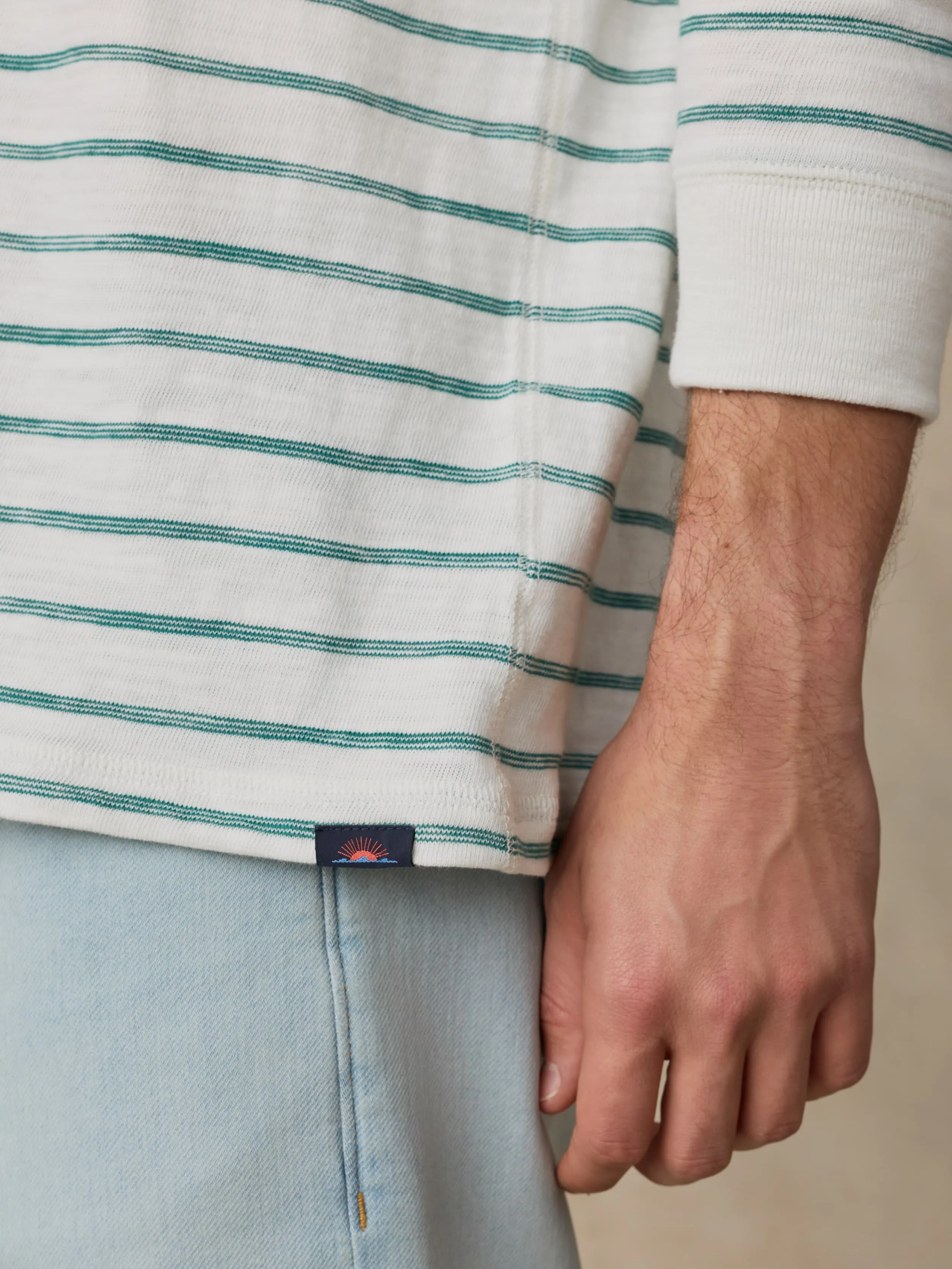 Sunwashed Organic Hoodie - White Biscayne Stripe sold by Faherty product image thumbnail 5