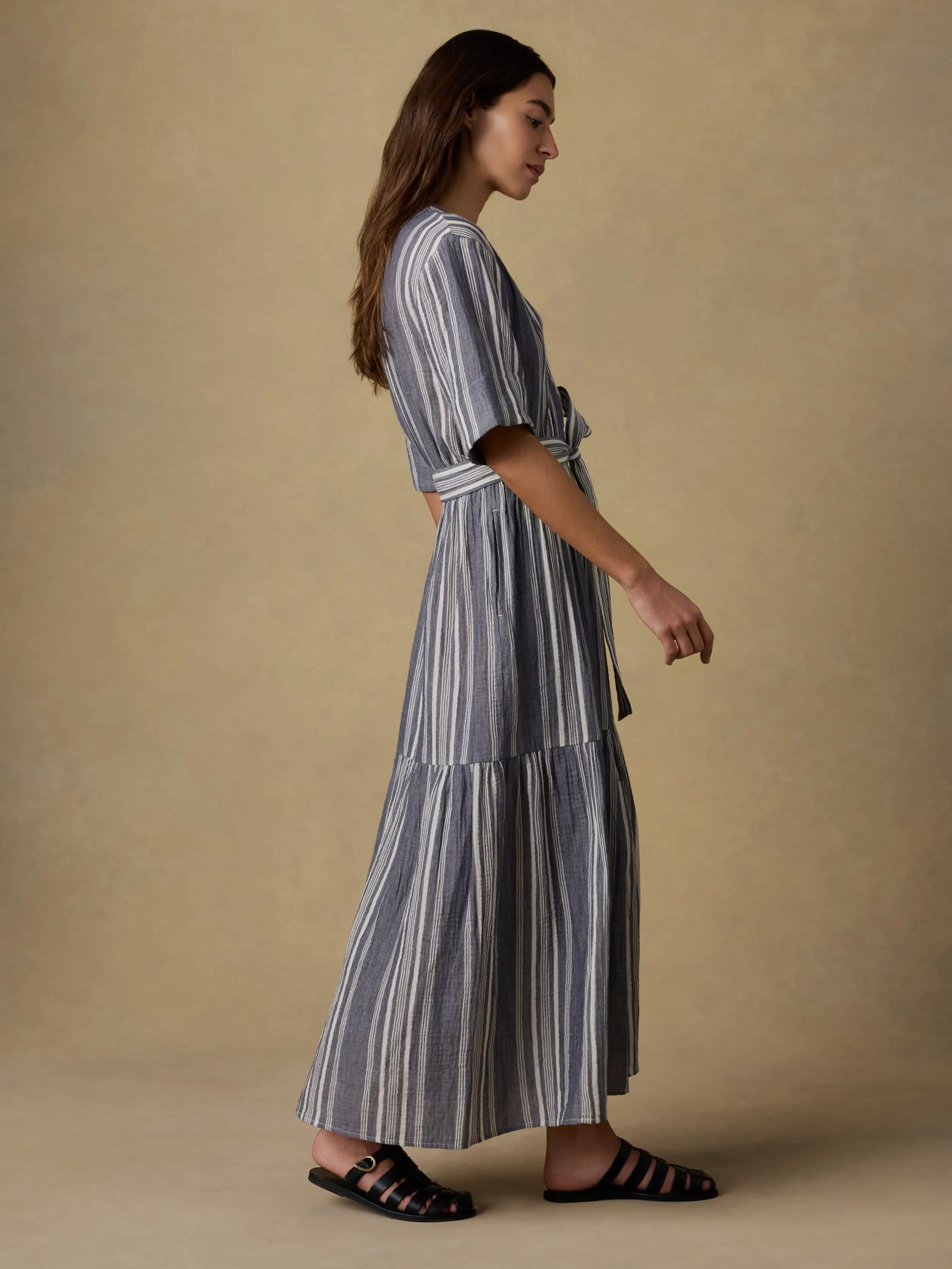 Dune Cotton Gauze Marina Dress - Sea Breeze Stripe sold by Faherty product image thumbnail 4