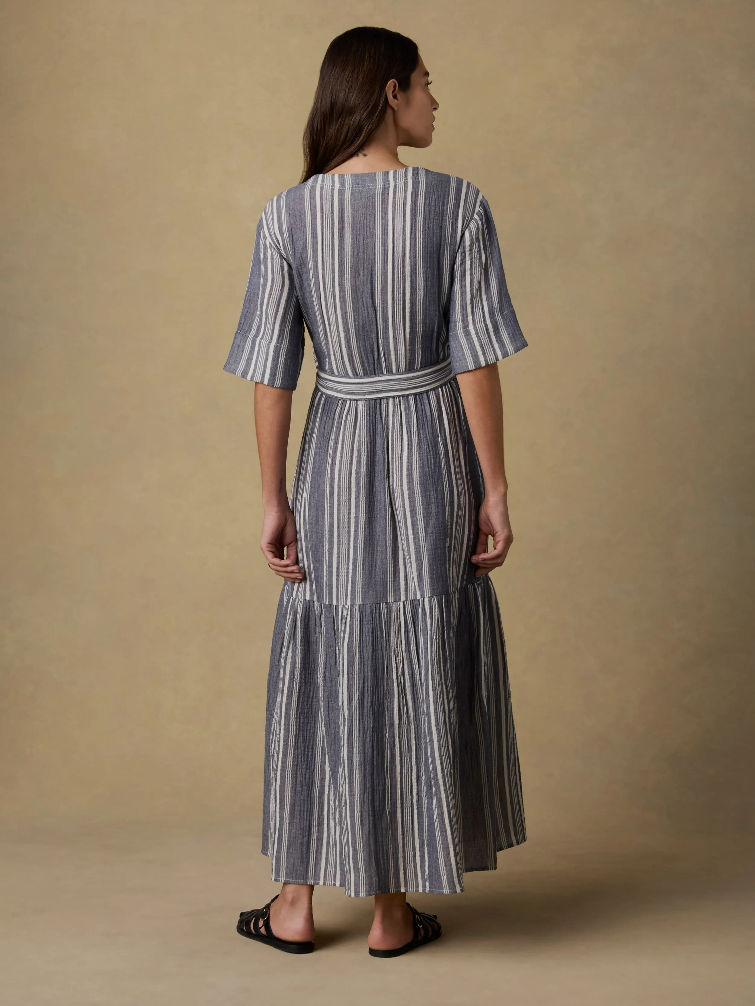 Dune Cotton Gauze Marina Dress - Sea Breeze Stripe sold by Faherty product image thumbnail 3