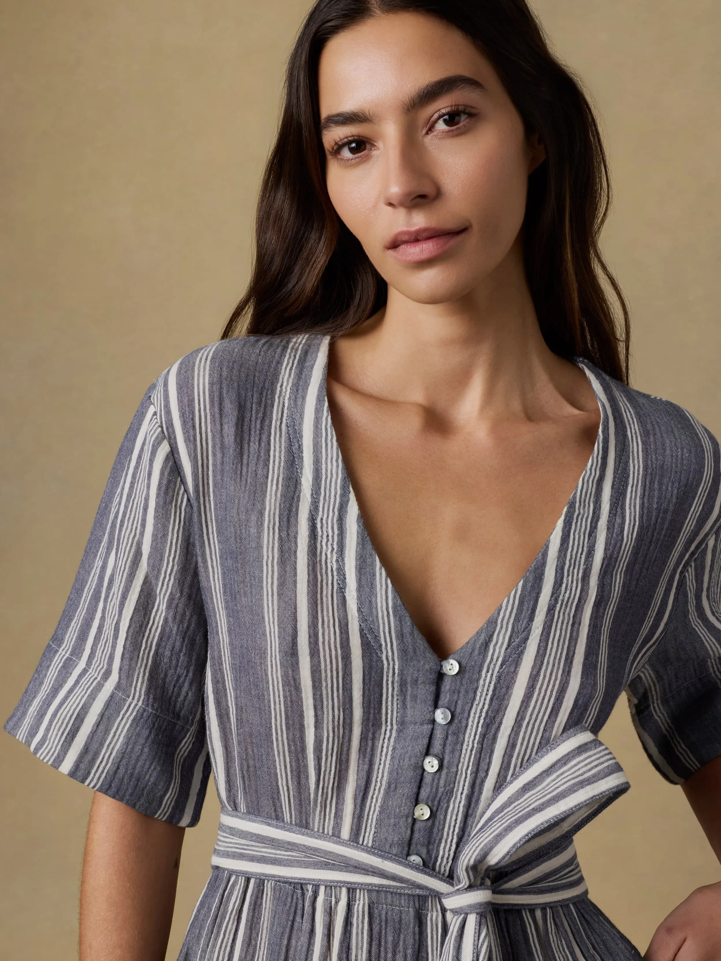 Dune Cotton Gauze Marina Dress - Sea Breeze Stripe sold by Faherty product image thumbnail 5
