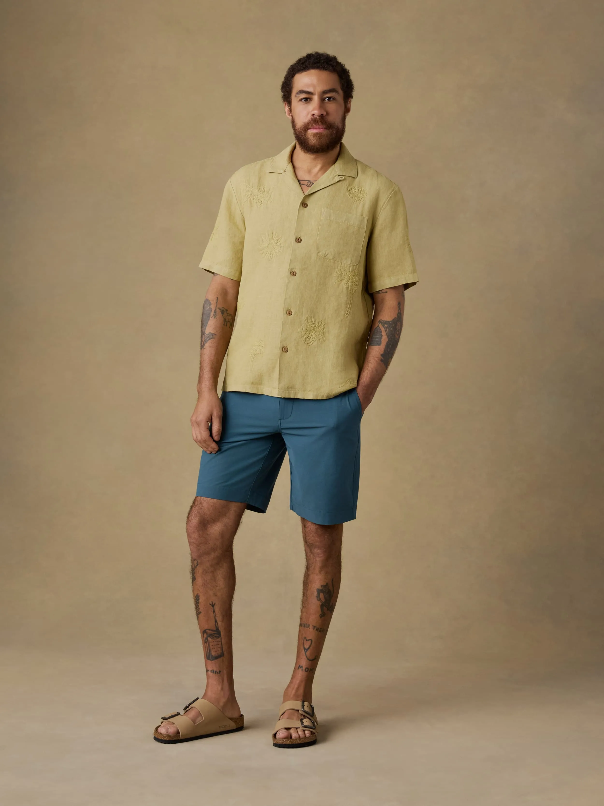 Short-Sleeve Embroidered Shirt - Island Wheat sold by Faherty product image thumbnail 4