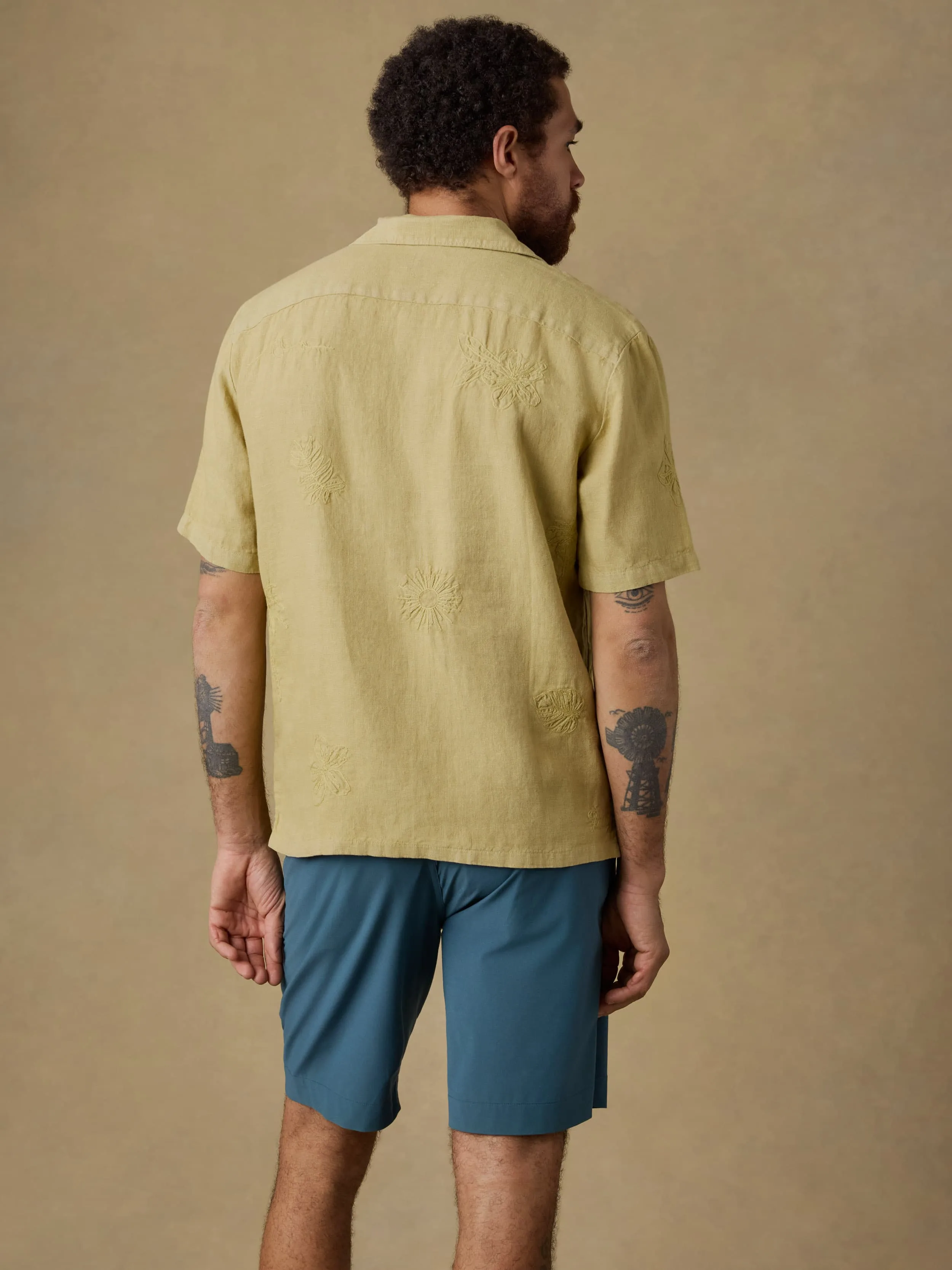 Short-Sleeve Embroidered Shirt - Island Wheat sold by Faherty product image thumbnail 3