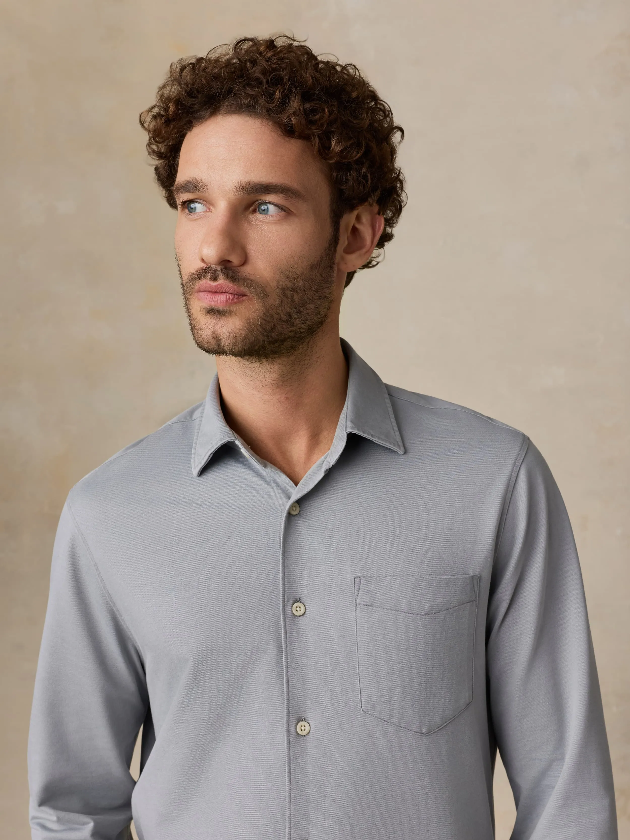 Costa Pique Shirt - Wind Grey sold by Faherty product image thumbnail 3