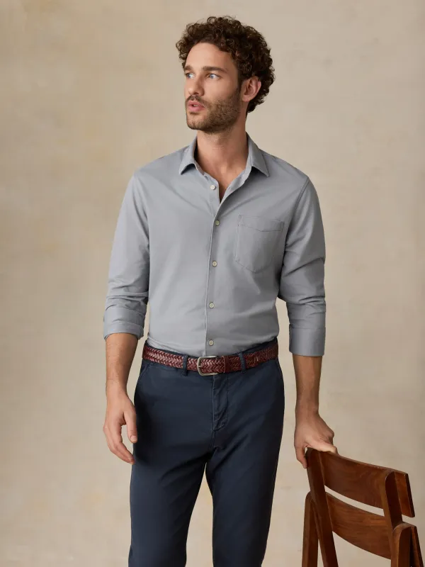 Costa Pique Shirt - Wind Grey made by Faherty