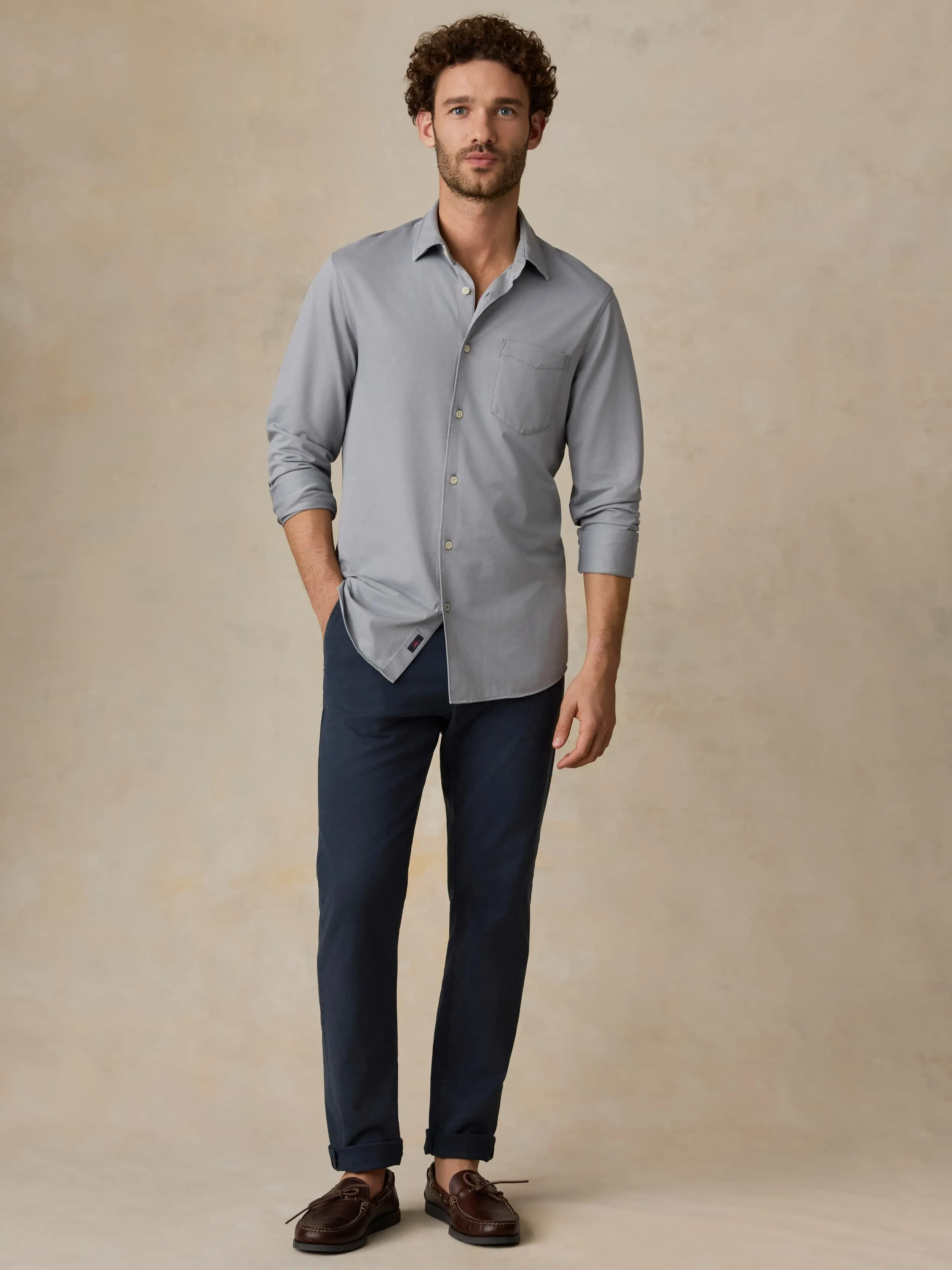 Costa Pique Shirt - Wind Grey sold by Faherty product image thumbnail 2