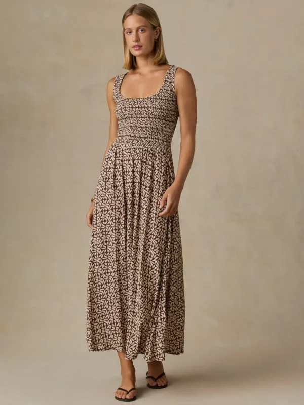 Sophia Smocked Dress - Chocolate Petal made by Faherty