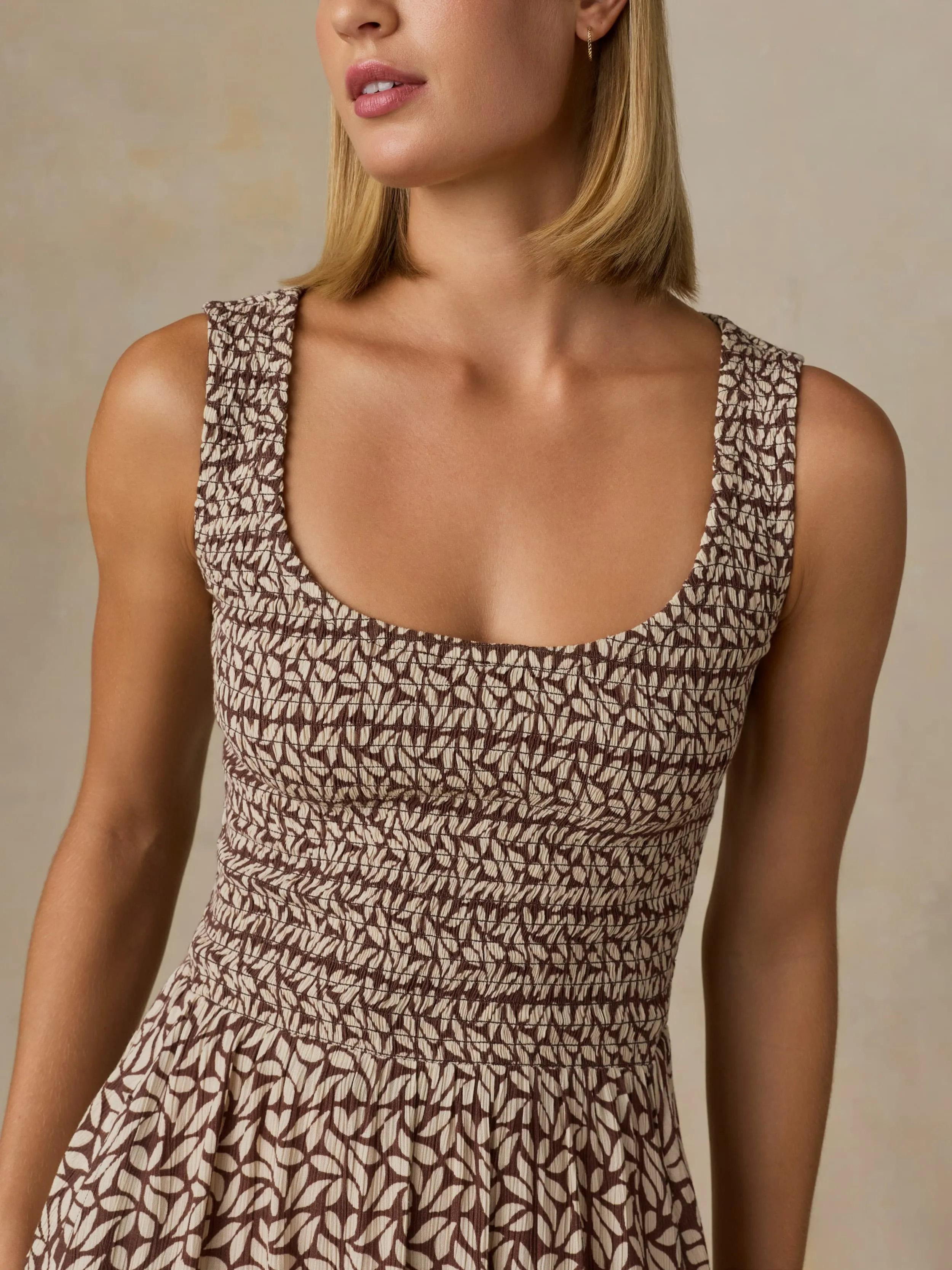 Sophia Smocked Dress - Chocolate Petal sold by Faherty product image thumbnail 2