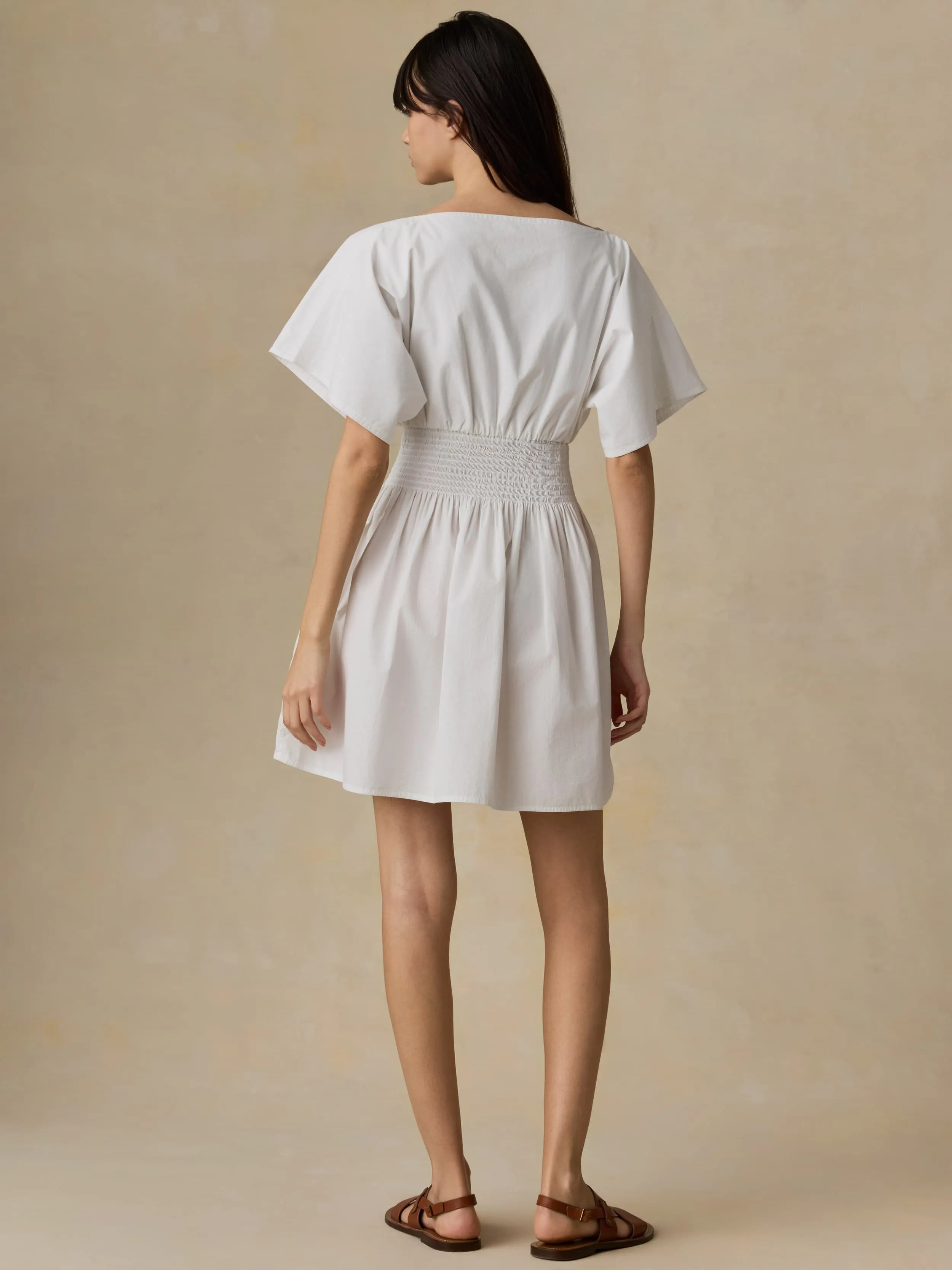 Coastal Poplin Elia Mini Smocked Dress - White sold by Faherty product image thumbnail 3