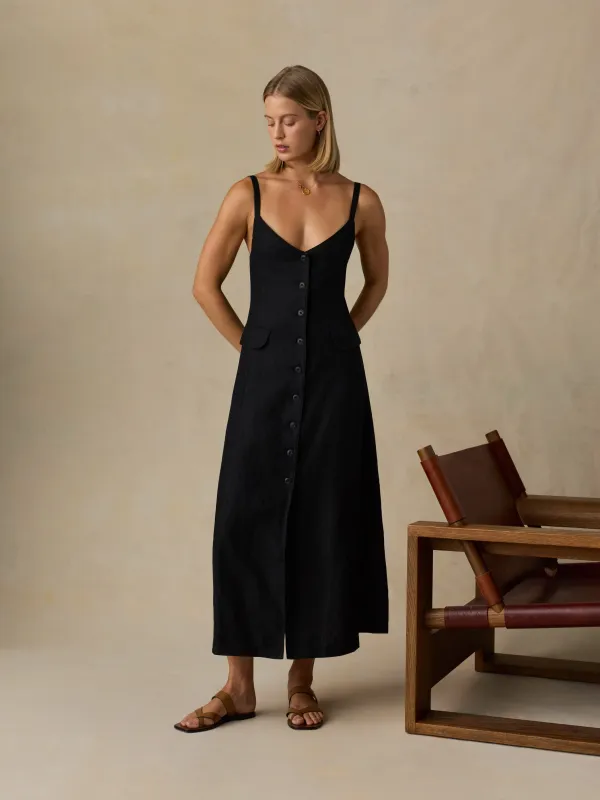 Sun Strider Milo Dress - Black made by Faherty