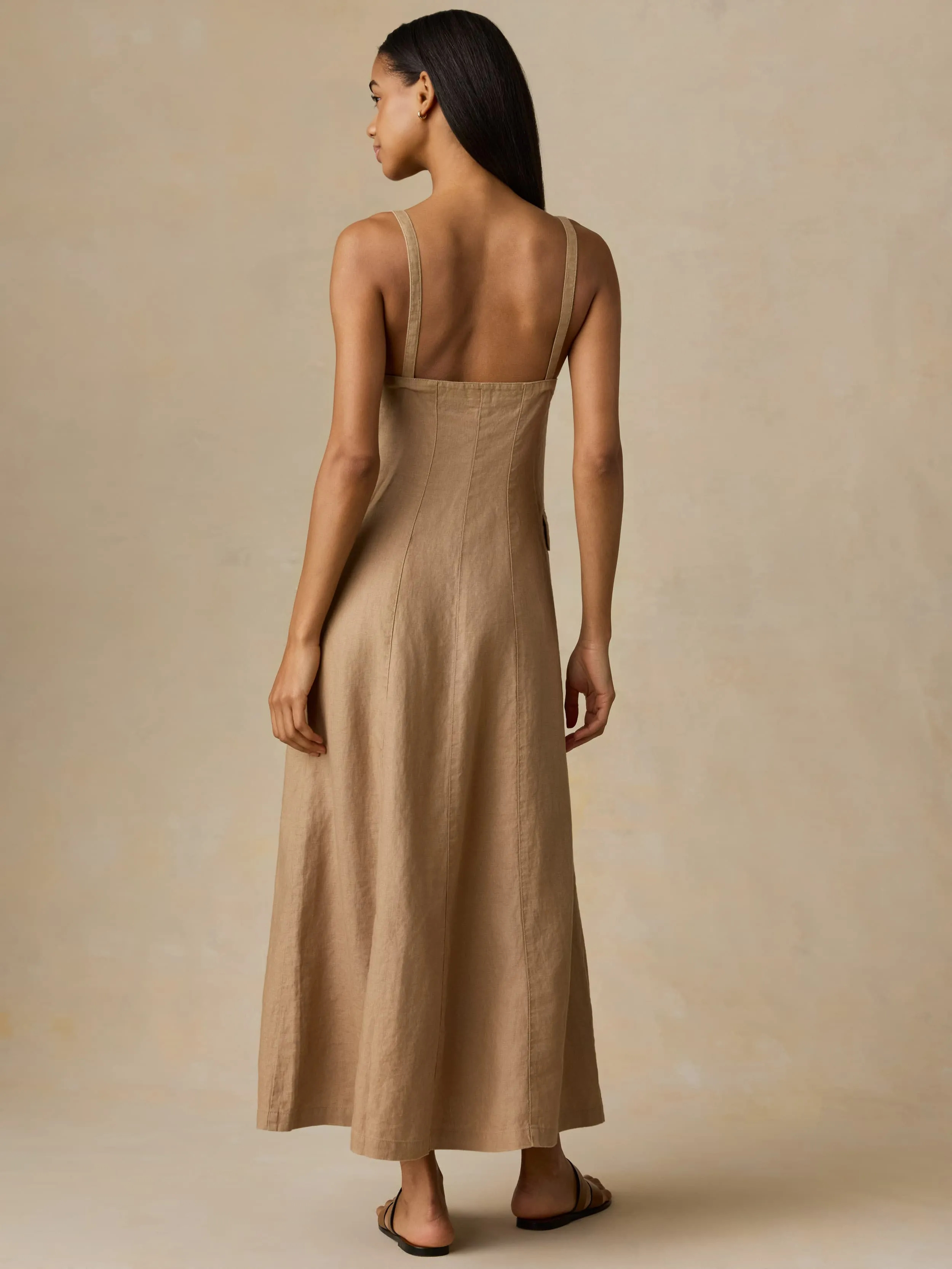Sun Strider Linen Milo Dress - Acorn sold by Faherty product image thumbnail 4