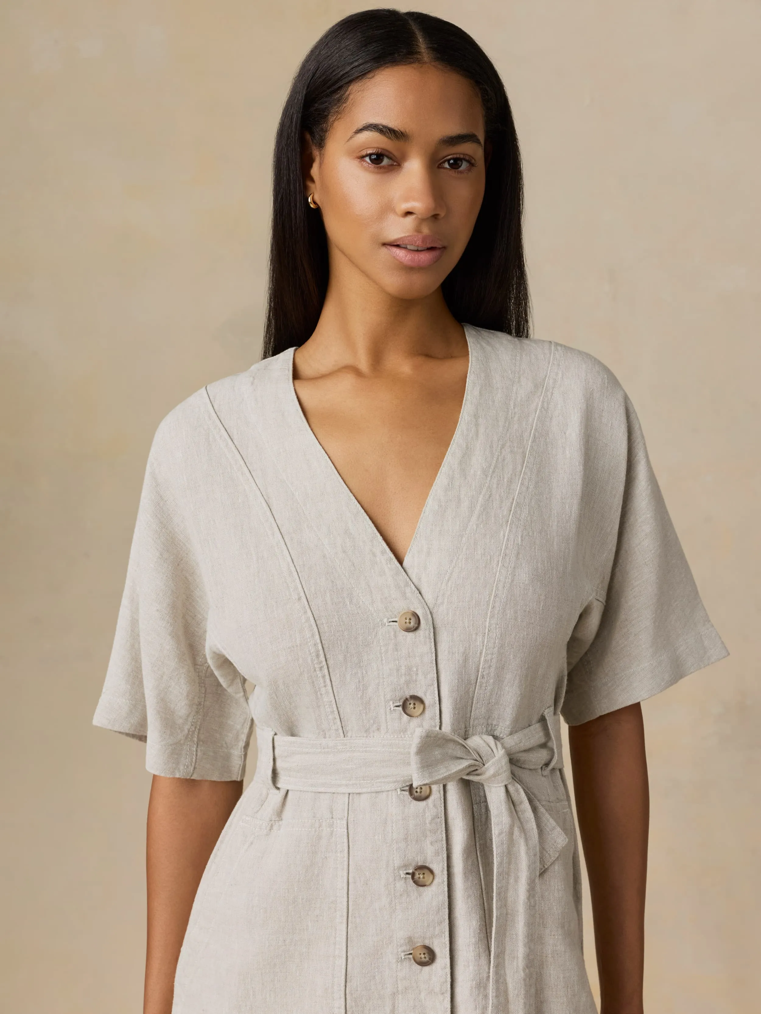 Sun Strider Linen Camille Mini Dress - Flax sold by Faherty product image thumbnail 2