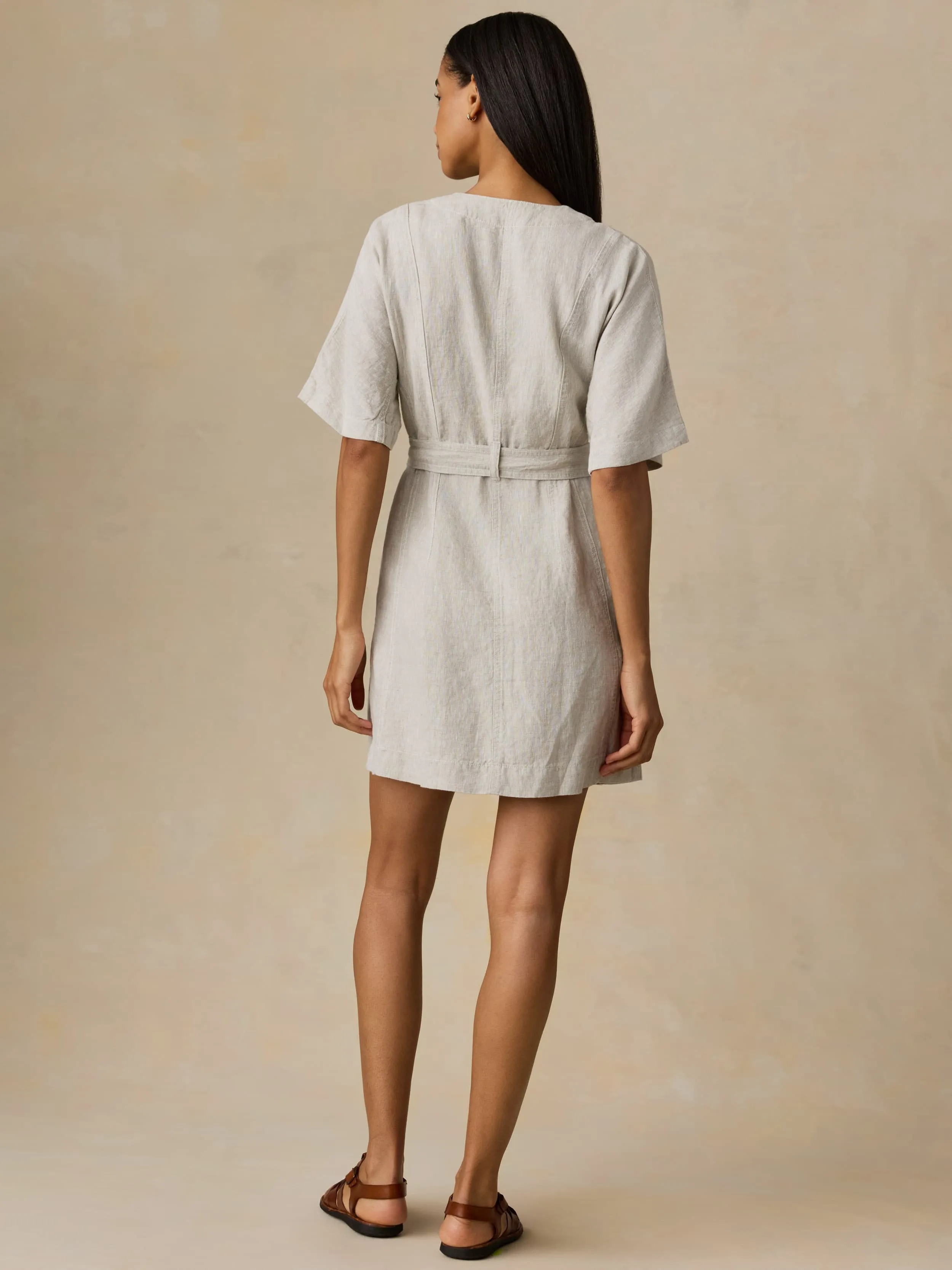 Sun Strider Linen Camille Mini Dress - Flax sold by Faherty product image thumbnail 3