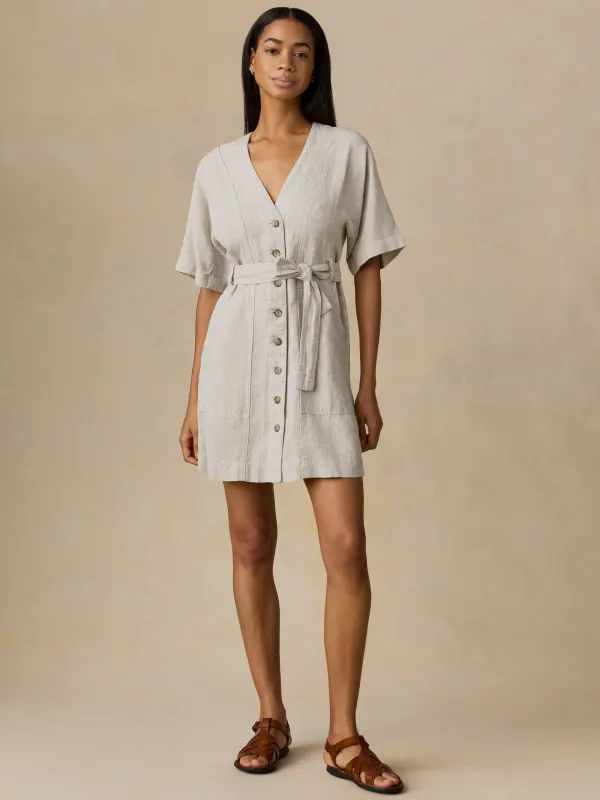 Sun Strider Linen Camille Mini Dress - Flax made by Faherty