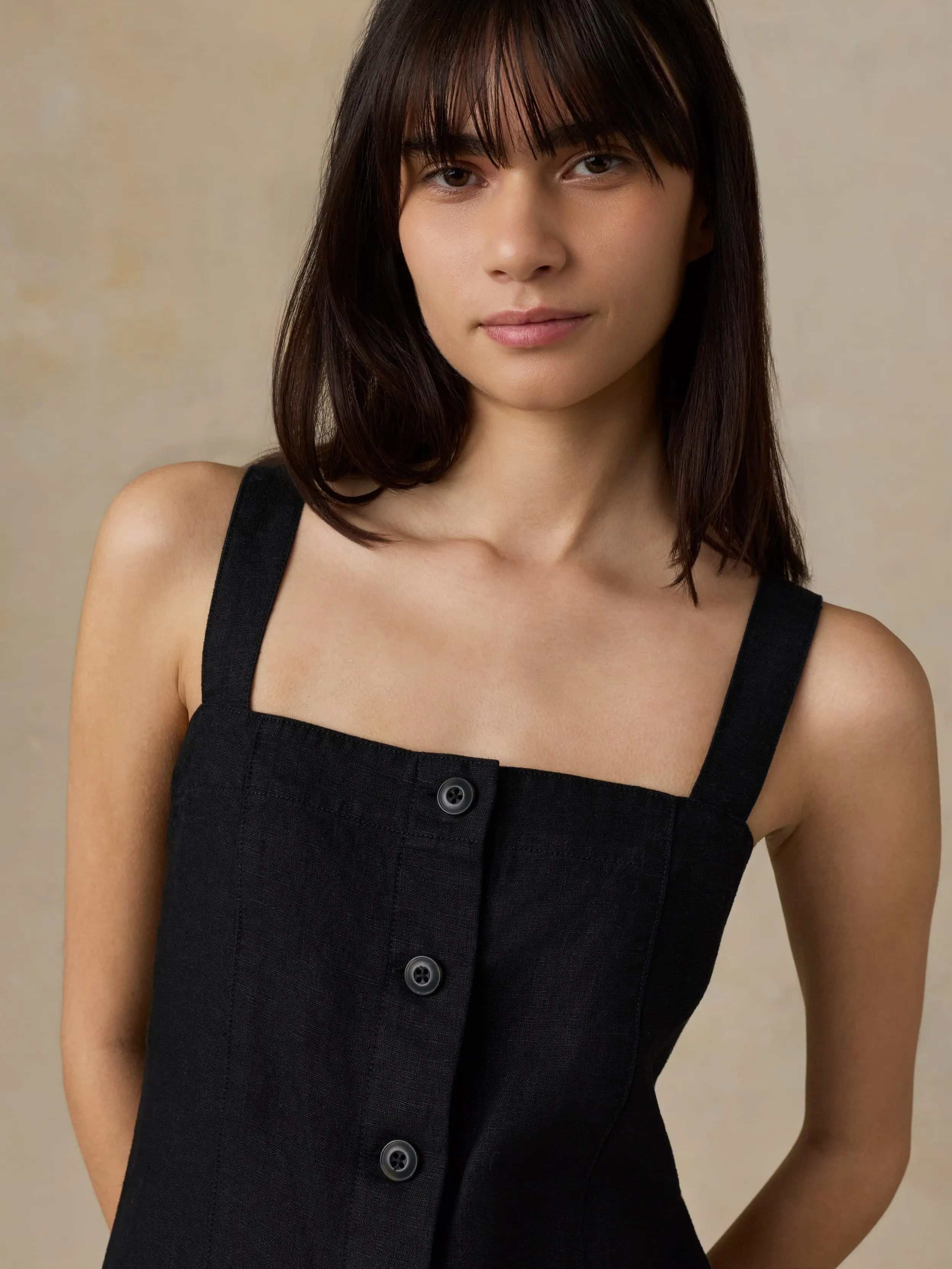 Sun Strider Linen Miley Dress - Black sold by Faherty product image thumbnail 5