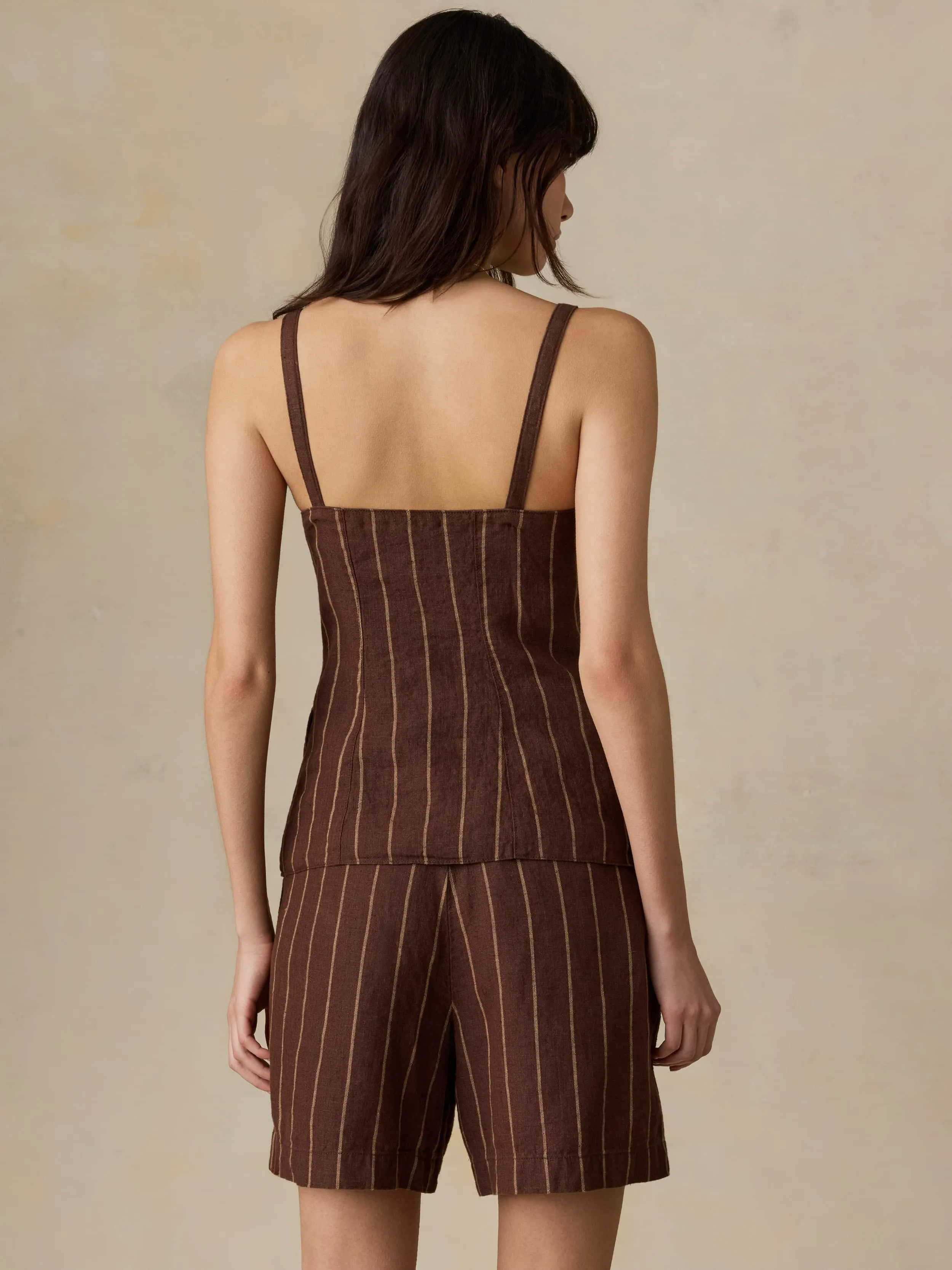 Sun Strider Linen Milo Vest - Harbor Line Stripe sold by Faherty product image thumbnail 4