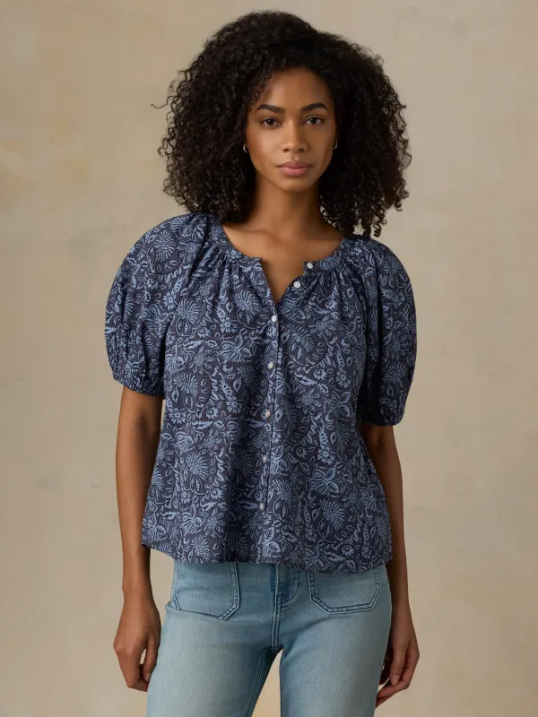 Voile Lettie Top - Blue Moon Petals made by Faherty
