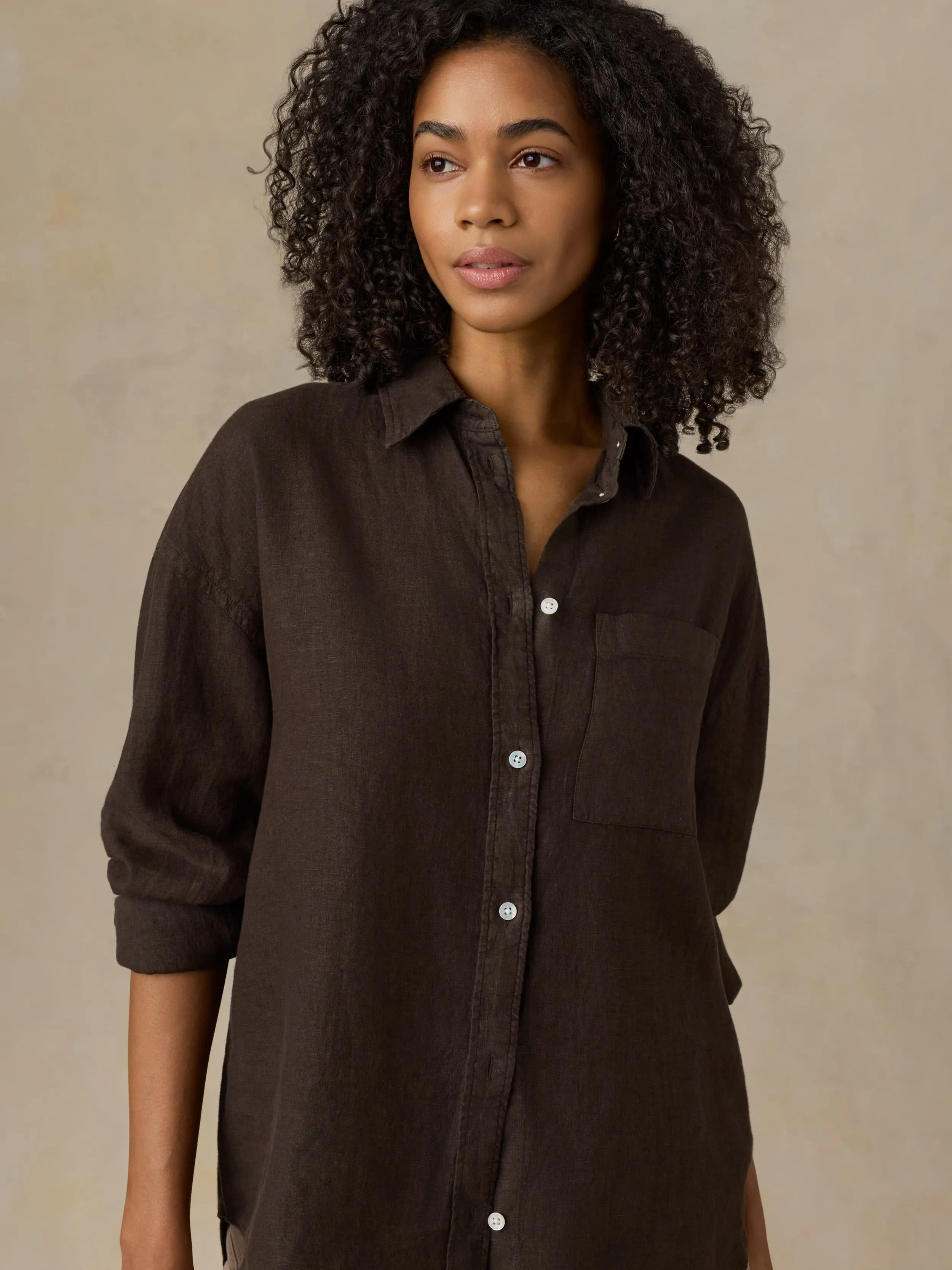 Laguna Linen Relaxed Shirt - Demitasse sold by Faherty product image thumbnail 4