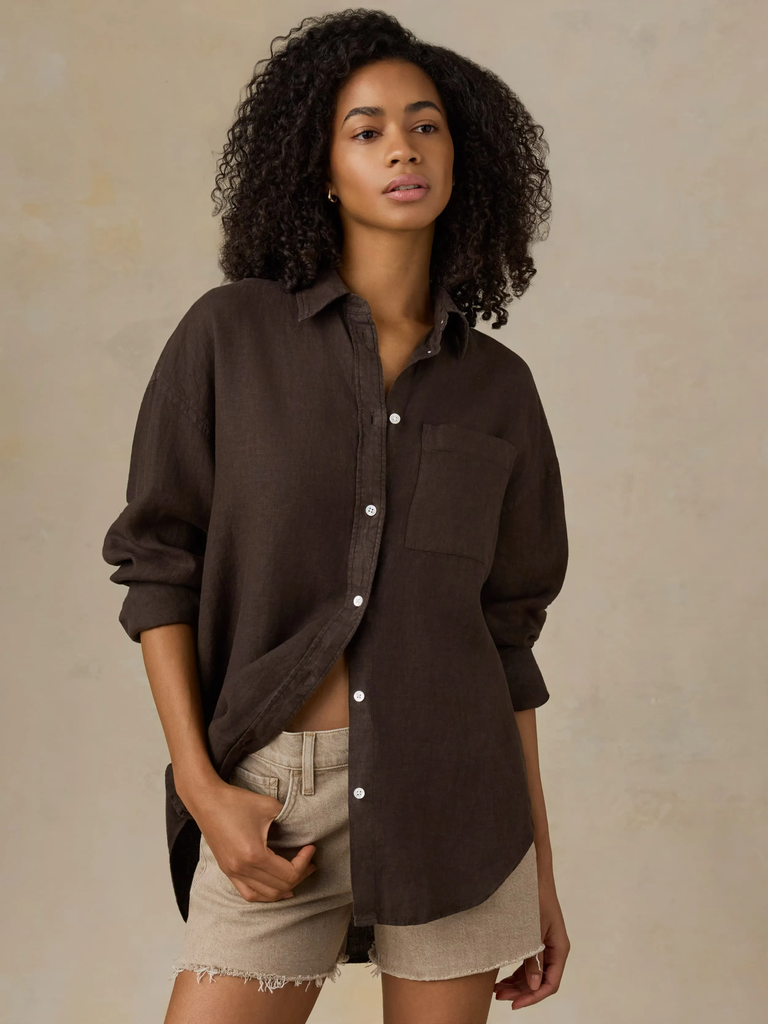 Laguna Linen Relaxed Shirt - Demitasse sold by Faherty product image thumbnail 2