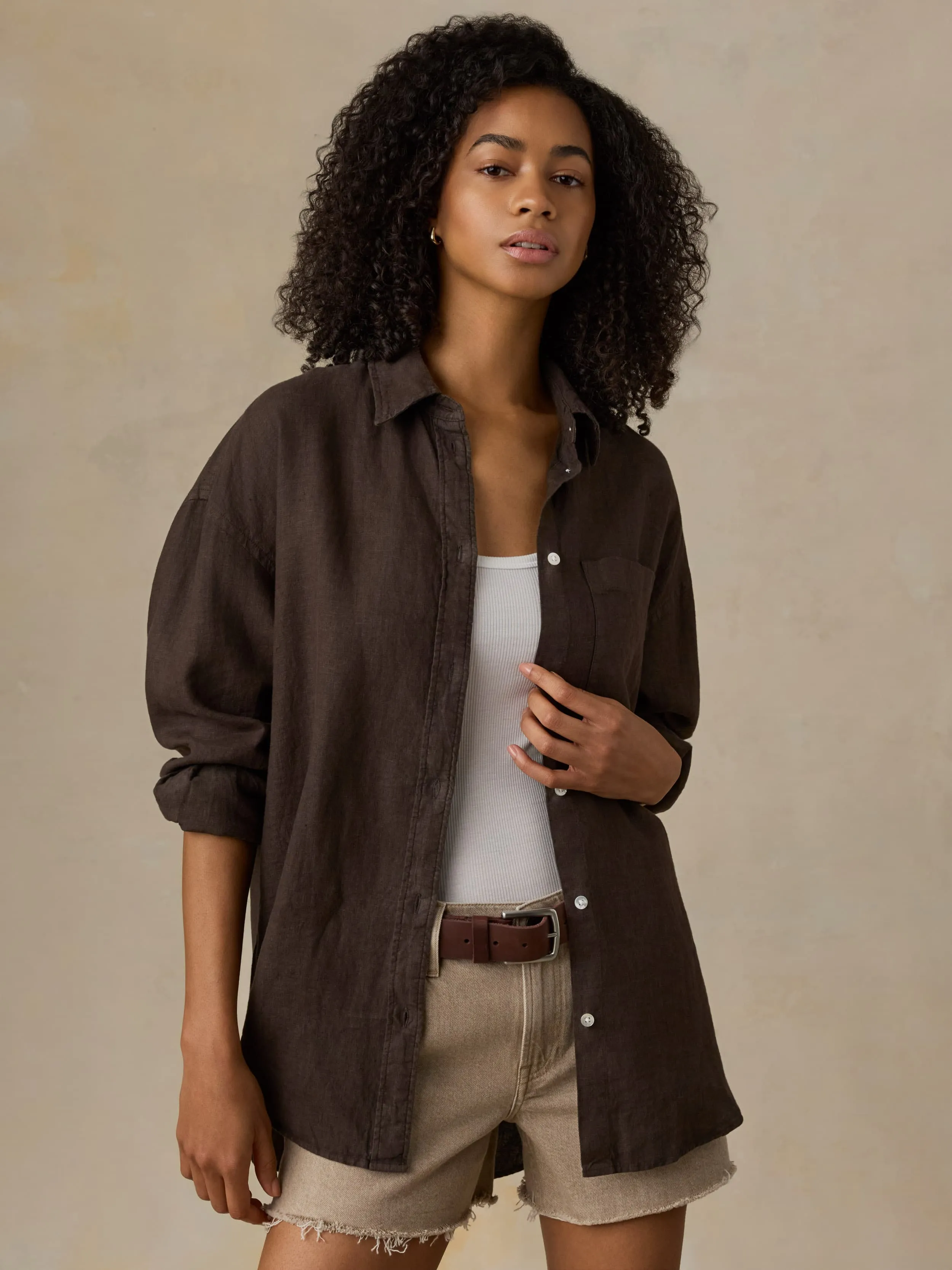 Laguna Linen Relaxed Shirt - Demitasse sold by Faherty product image thumbnail 5