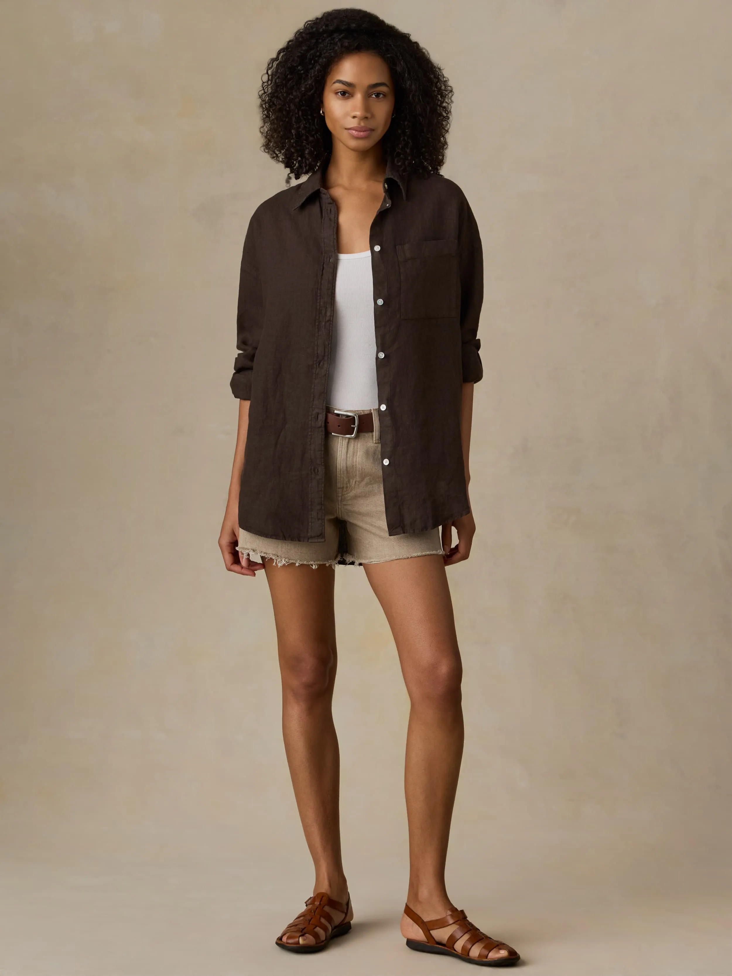 Laguna Linen Relaxed Shirt - Demitasse sold by Faherty product image thumbnail 3