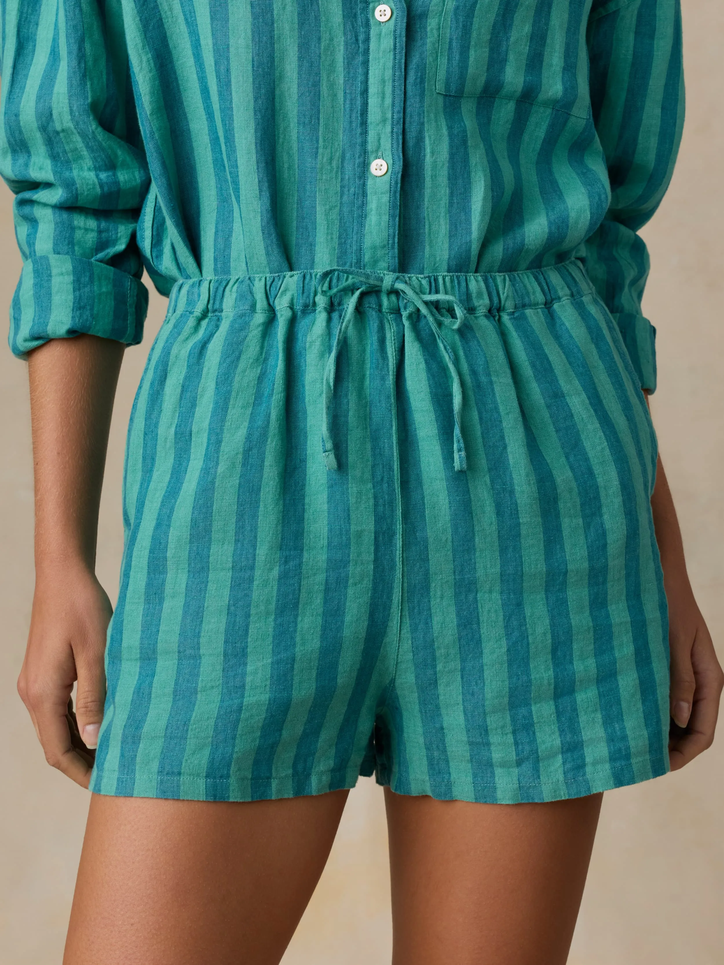 Laguna Linen Montecito Short - Tropic Glow Stripe sold by Faherty product image thumbnail 4