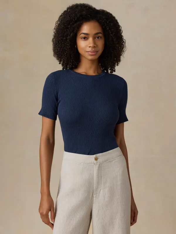 Miramar Linen Mini Rib Tee - Spellbound made by Faherty