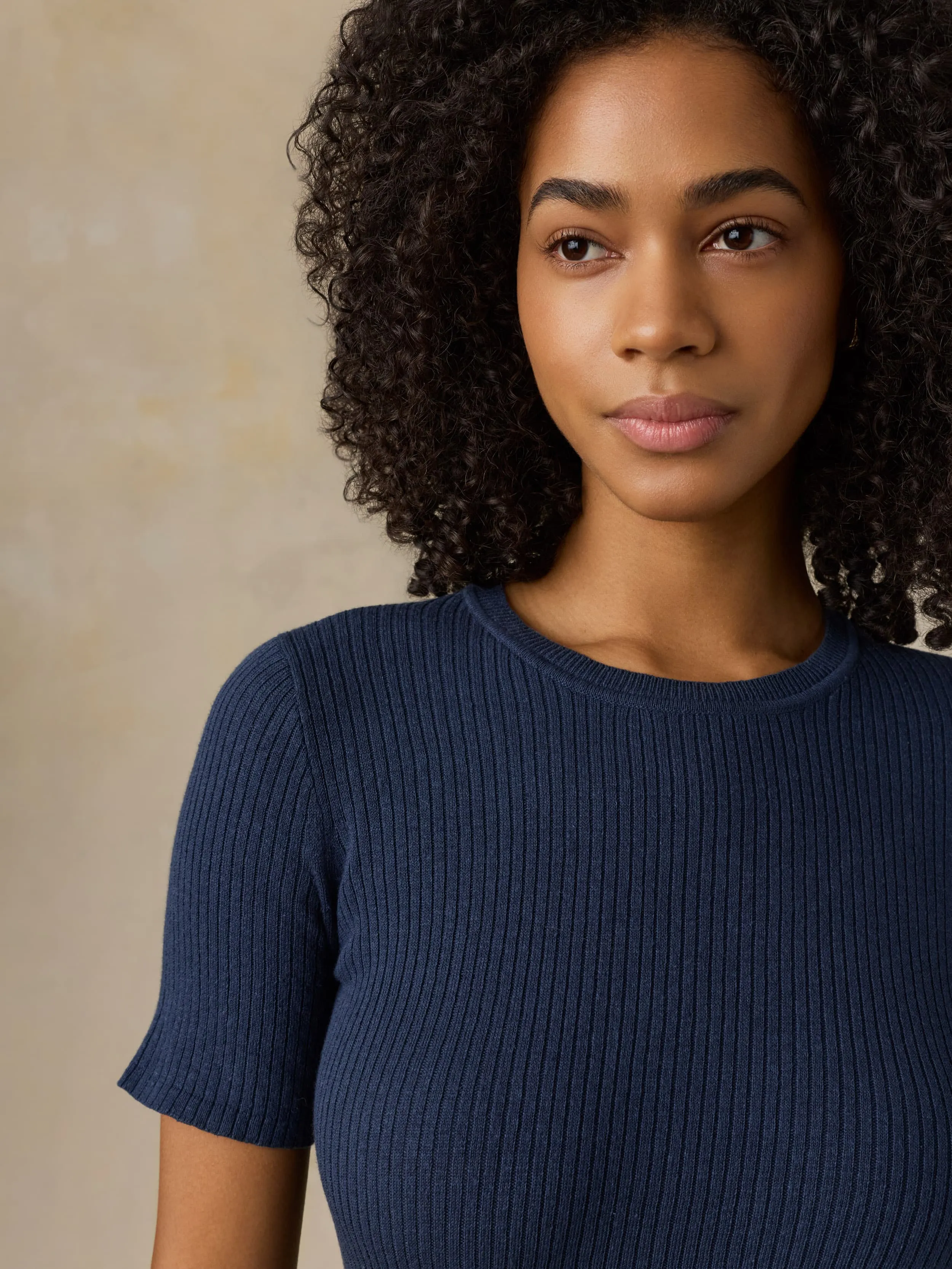Miramar Linen Mini Rib Tee - Spellbound sold by Faherty product image thumbnail 4