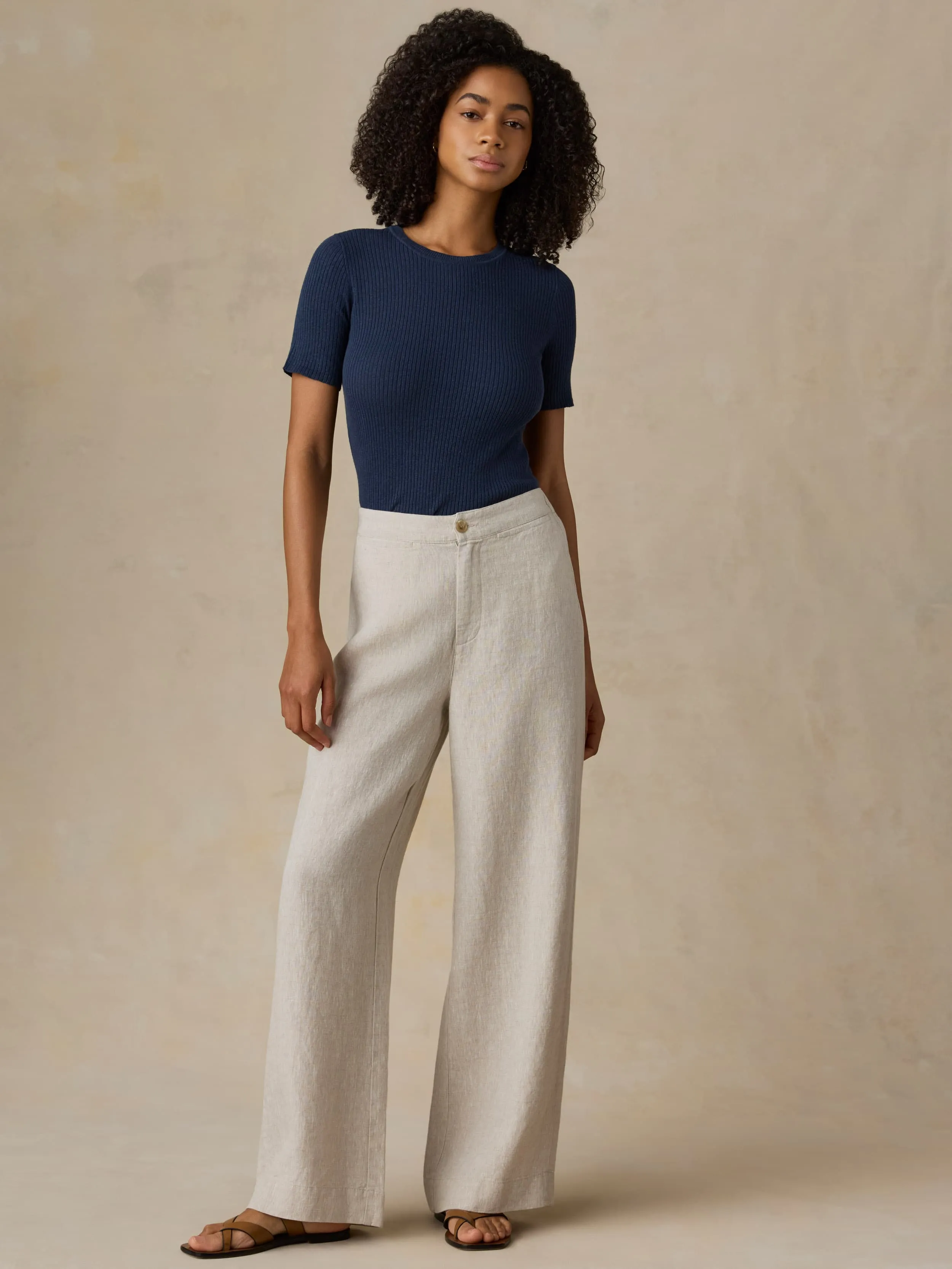Miramar Linen Mini Rib Tee - Spellbound sold by Faherty product image thumbnail 3