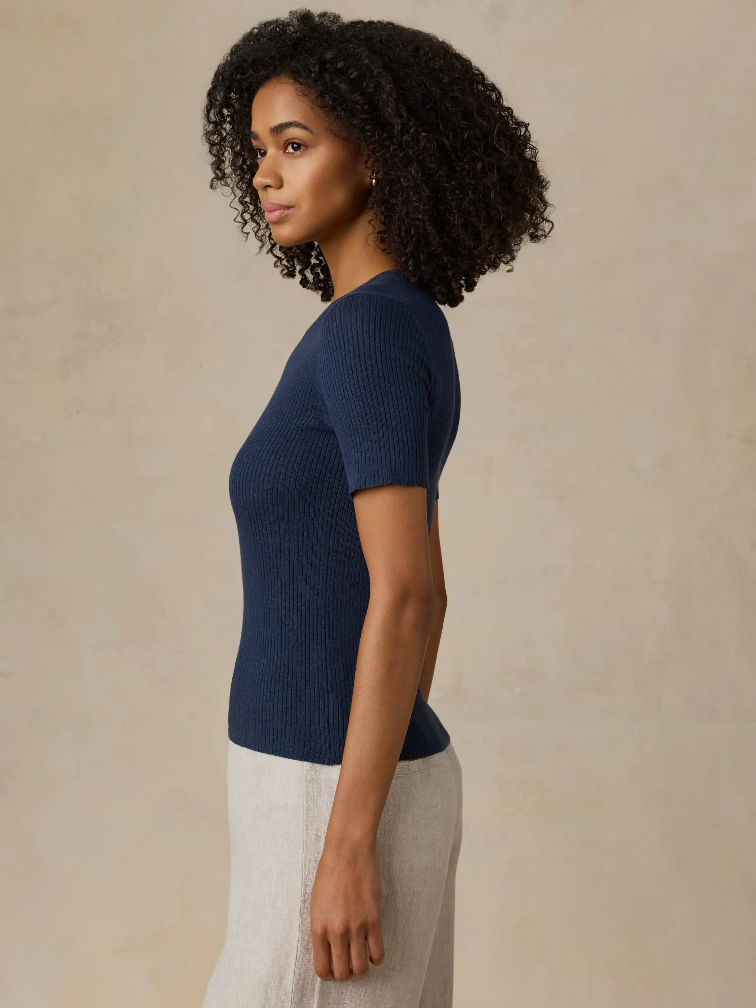 Miramar Linen Mini Rib Tee - Spellbound sold by Faherty product image thumbnail 5