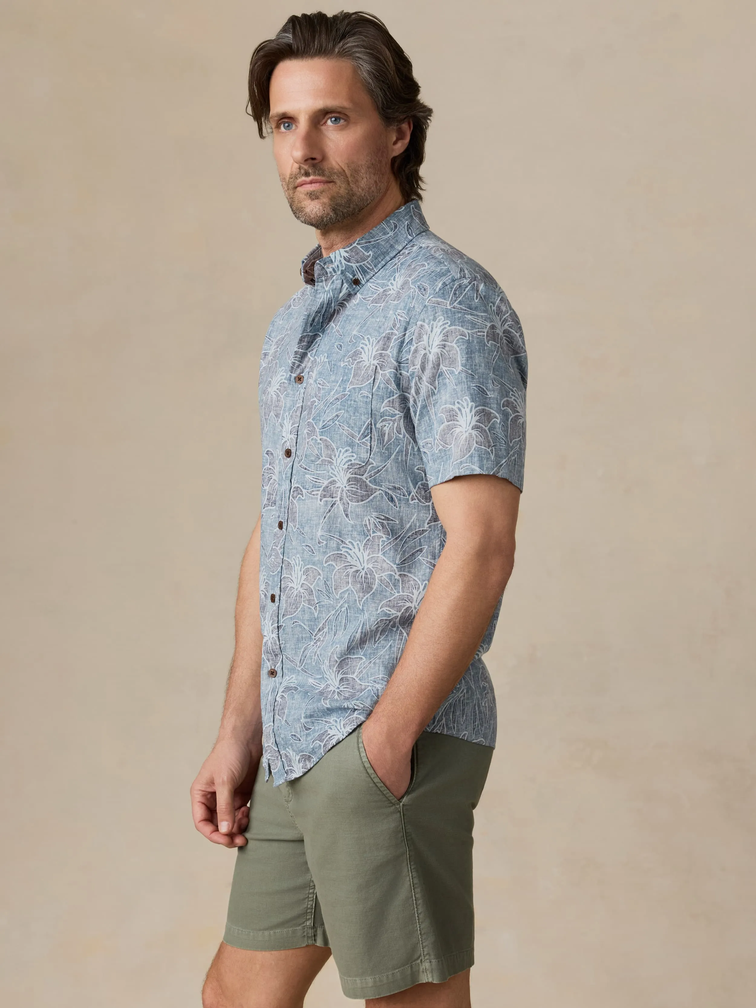 Short-Sleeve Breeze Shirt - Stormy Sea Lotus sold by Faherty product image thumbnail 4