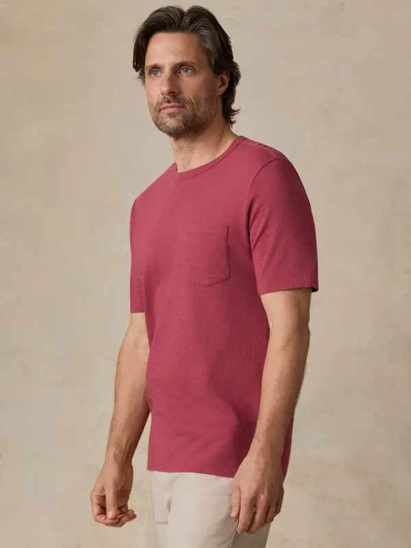 Sunwashed Regenerative Pocket Tee - Gulf Red made by Faherty